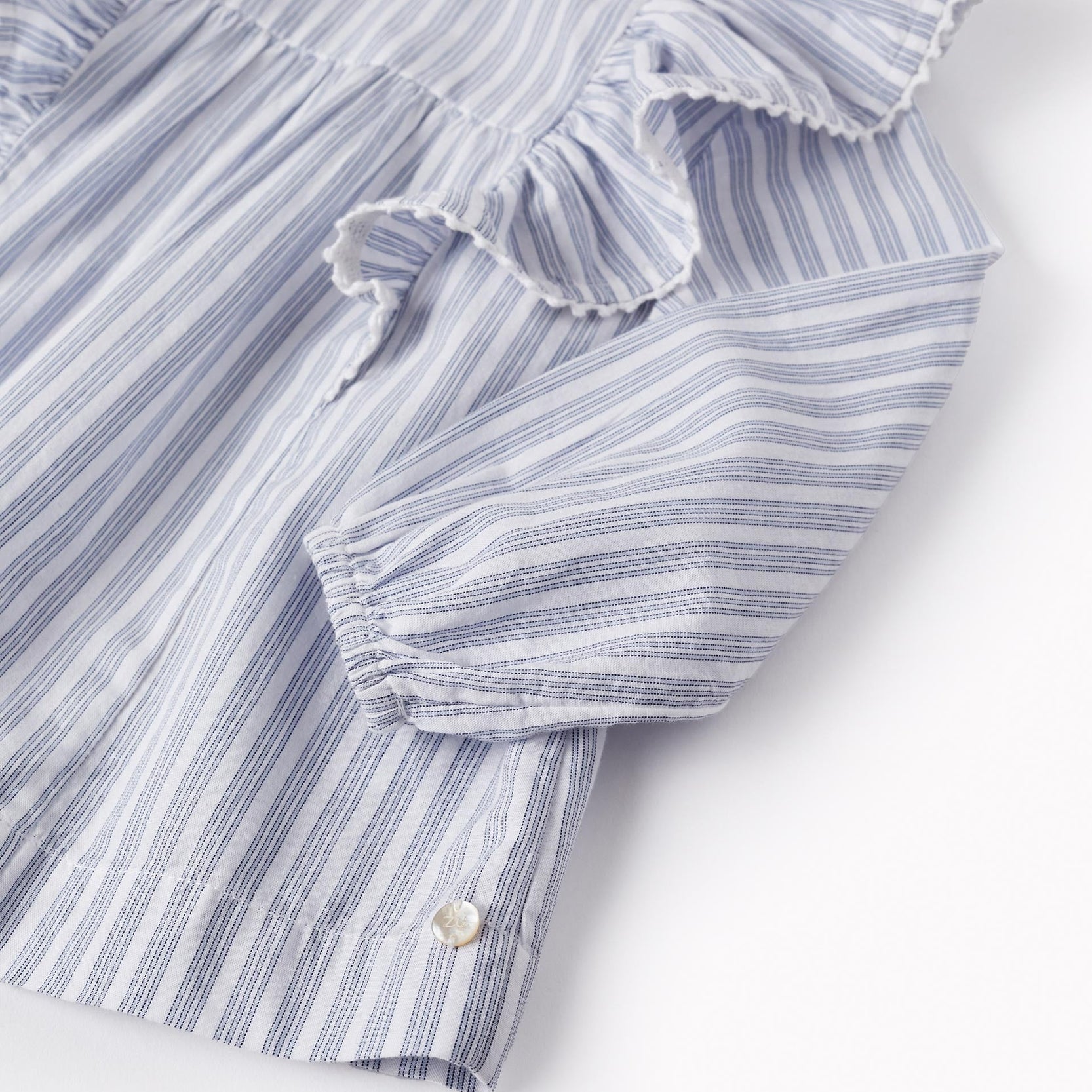 Striped Cotton Blouse for Baby Girls, White