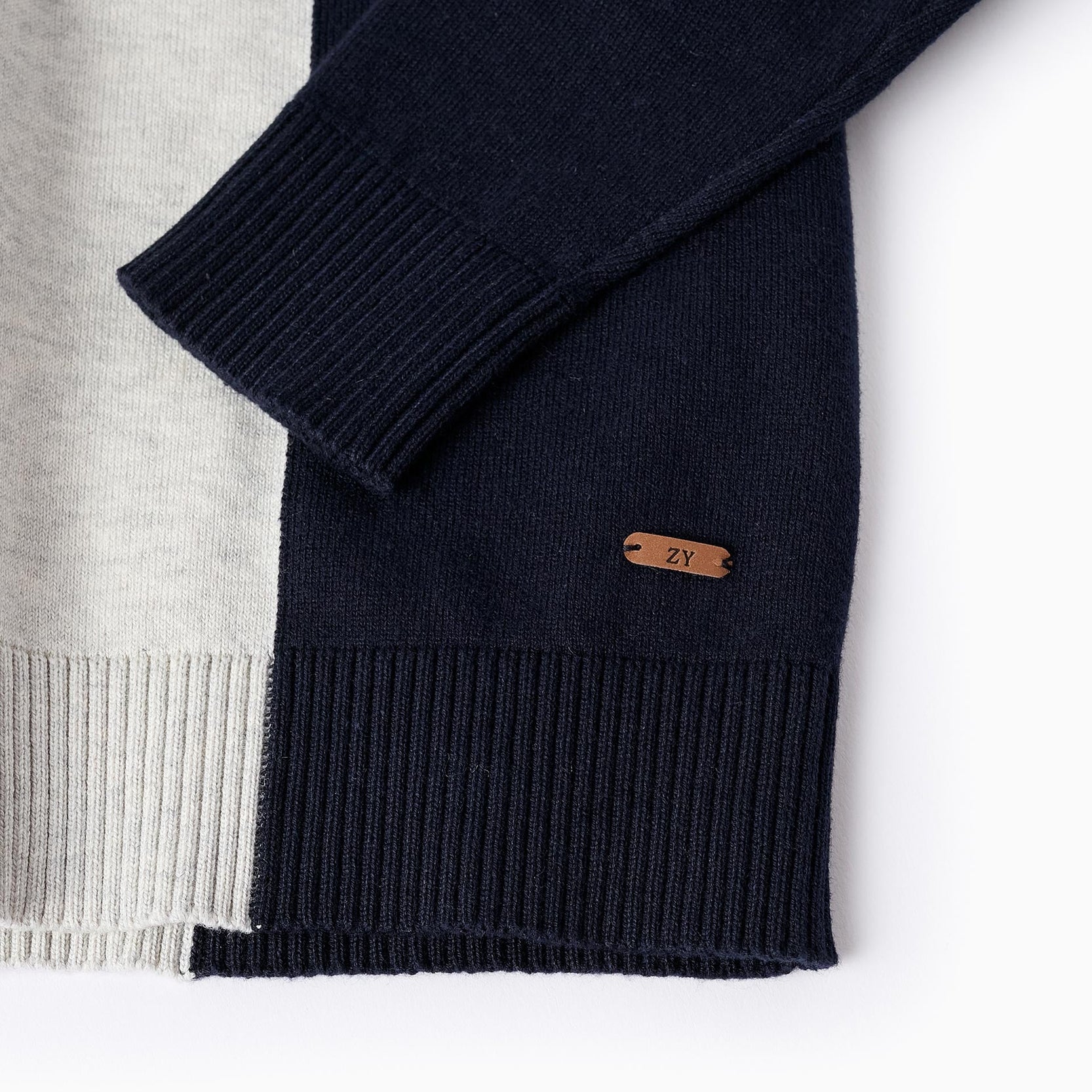 Fine Jumper for Boys, Grey/Dark Blue