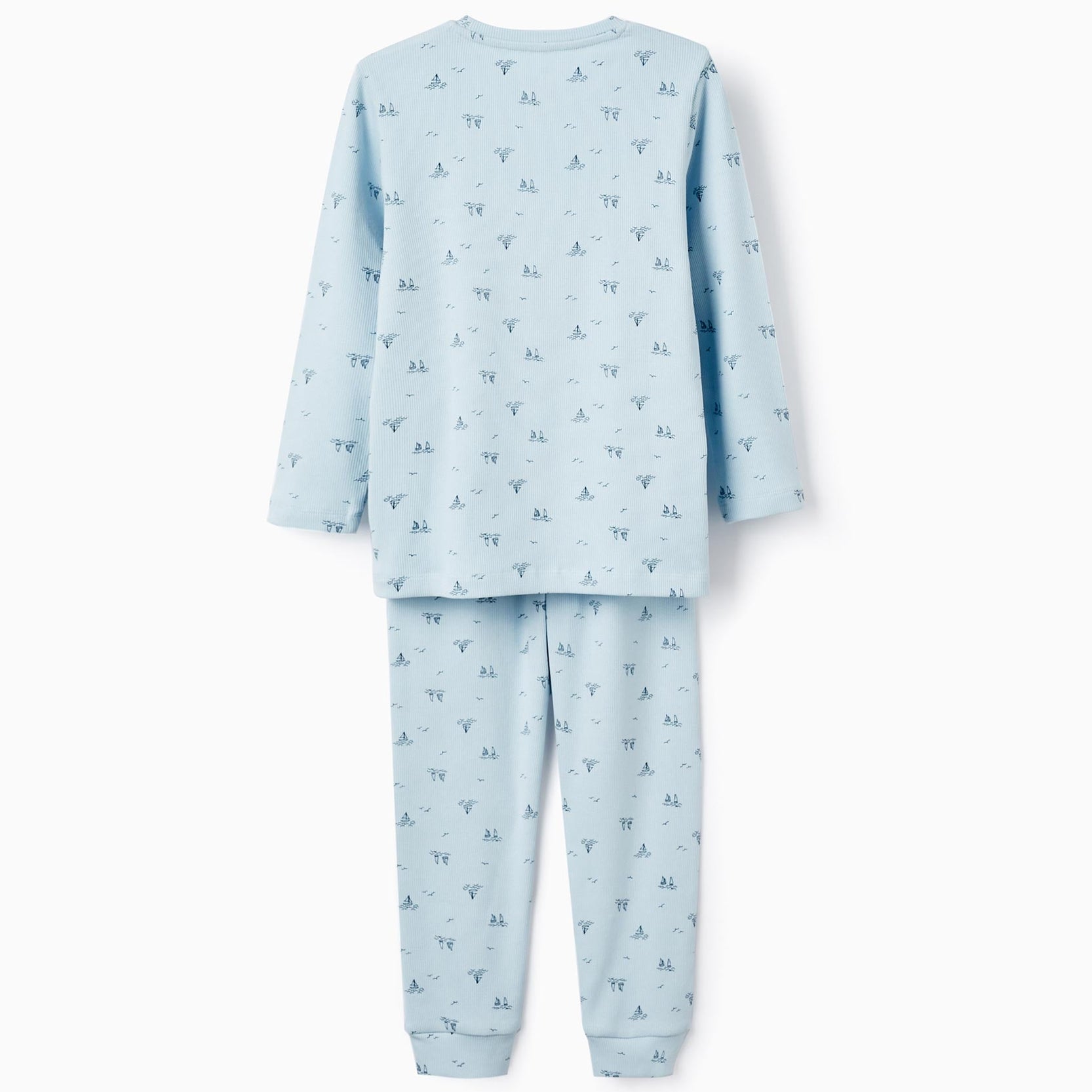 Ribbed Pyjama with Pattern for Boys 'Sail Boats', Light Blue