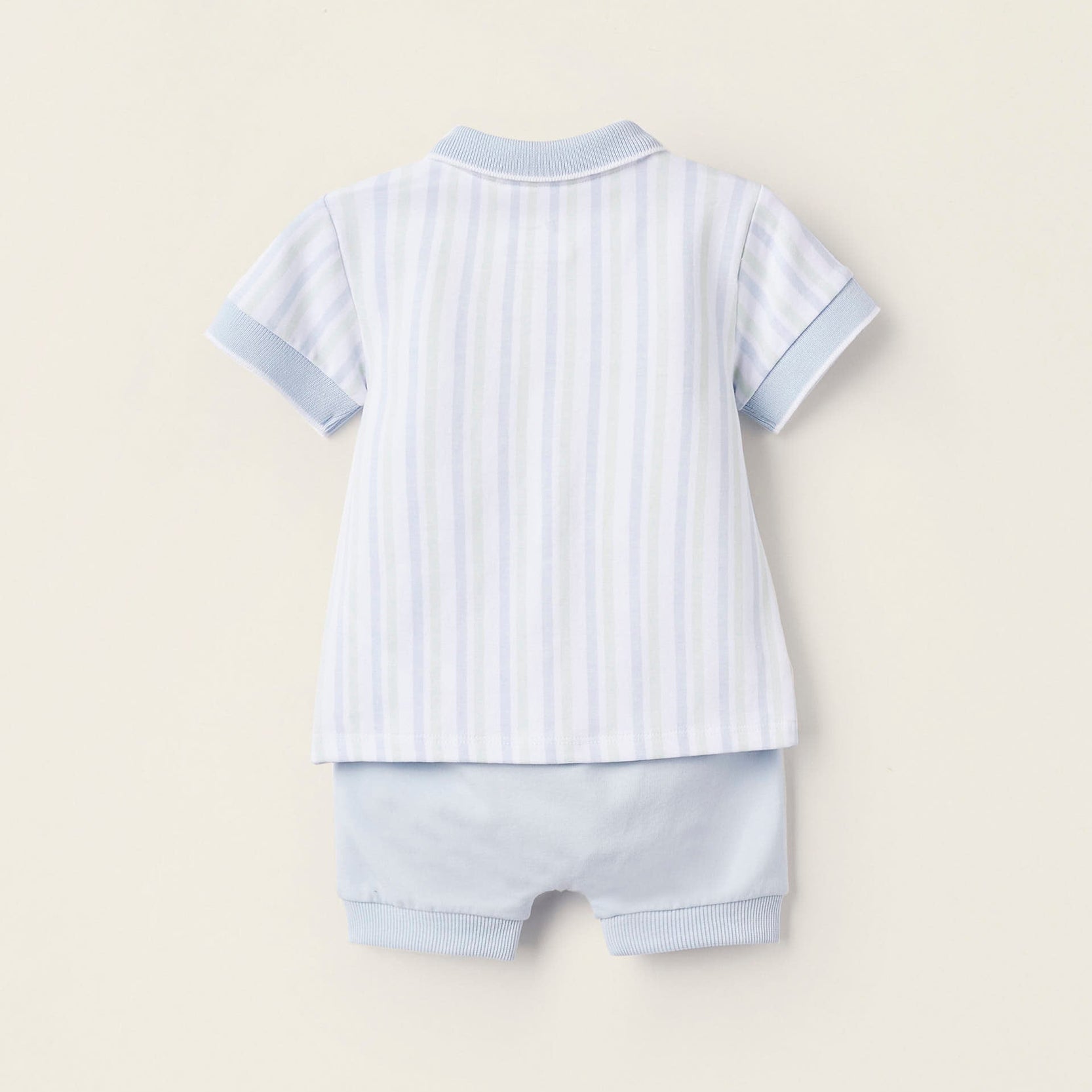 Two-Piece Cotton Pyjama Set for Newborns, Blue/Green/White