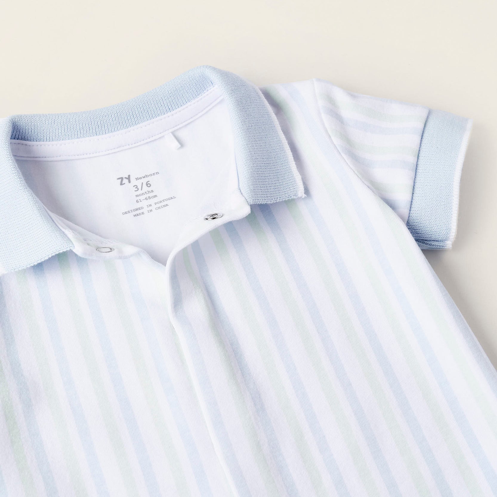 Two-Piece Cotton Pyjama Set for Newborns, Blue/Green/White