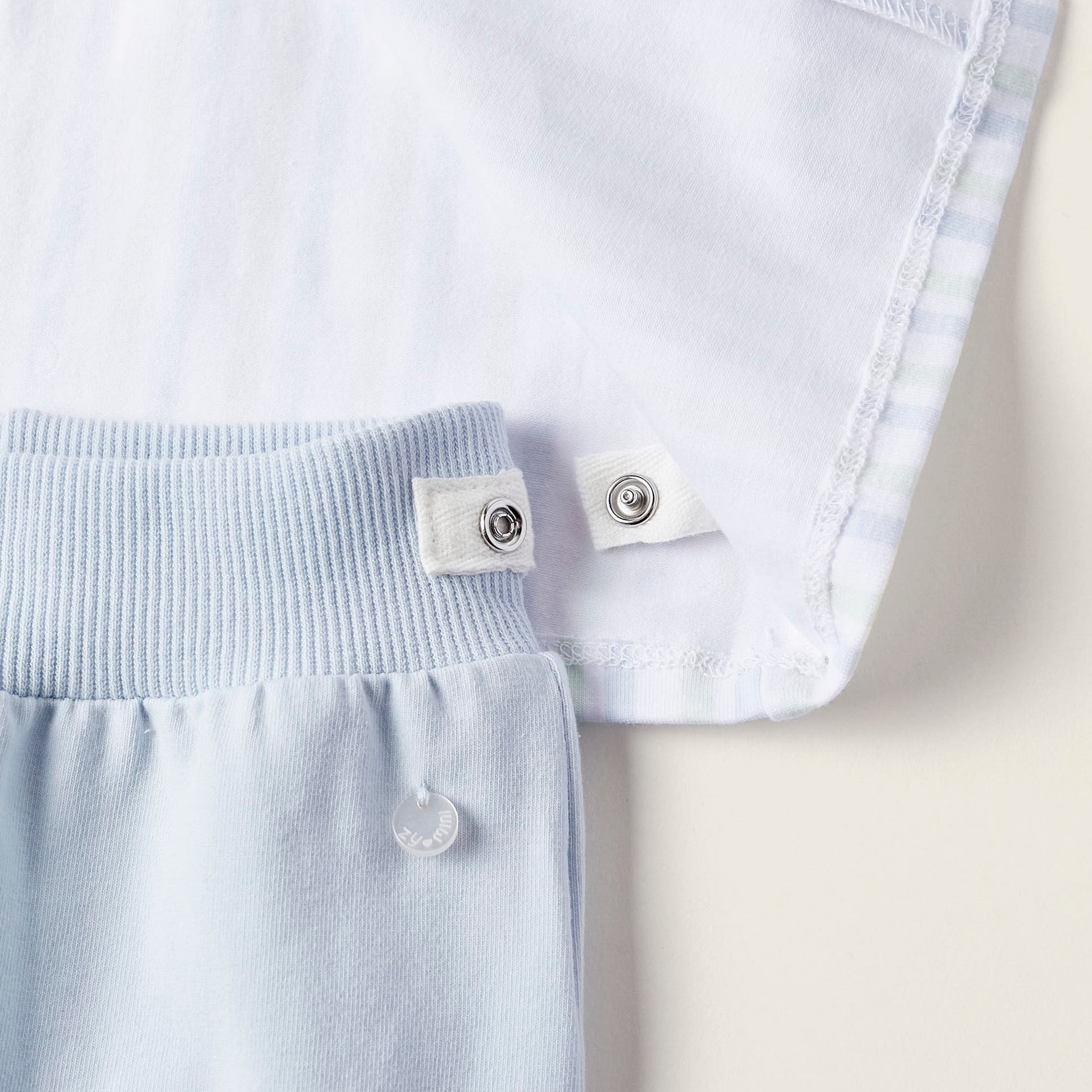 Two-Piece Cotton Pyjama Set for Newborns, Blue/Green/White