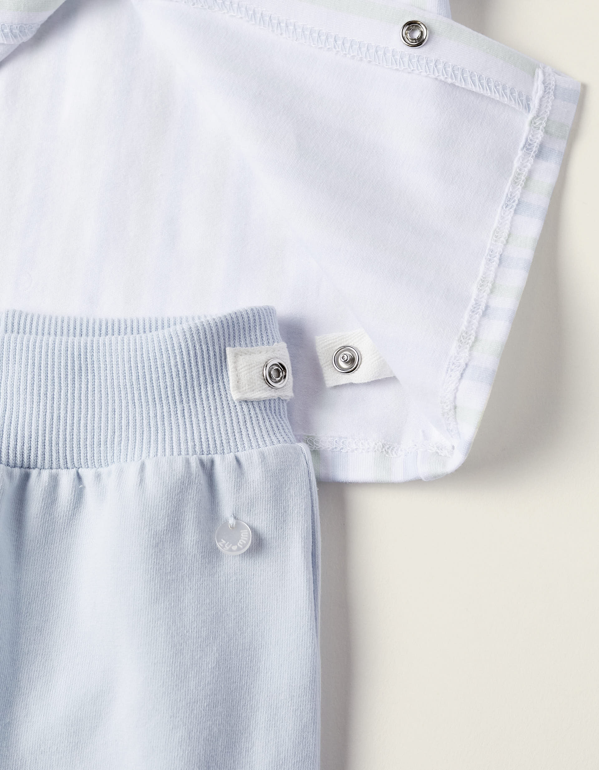 Two-Piece Cotton Pyjama Set for Newborns, Blue/Green/White