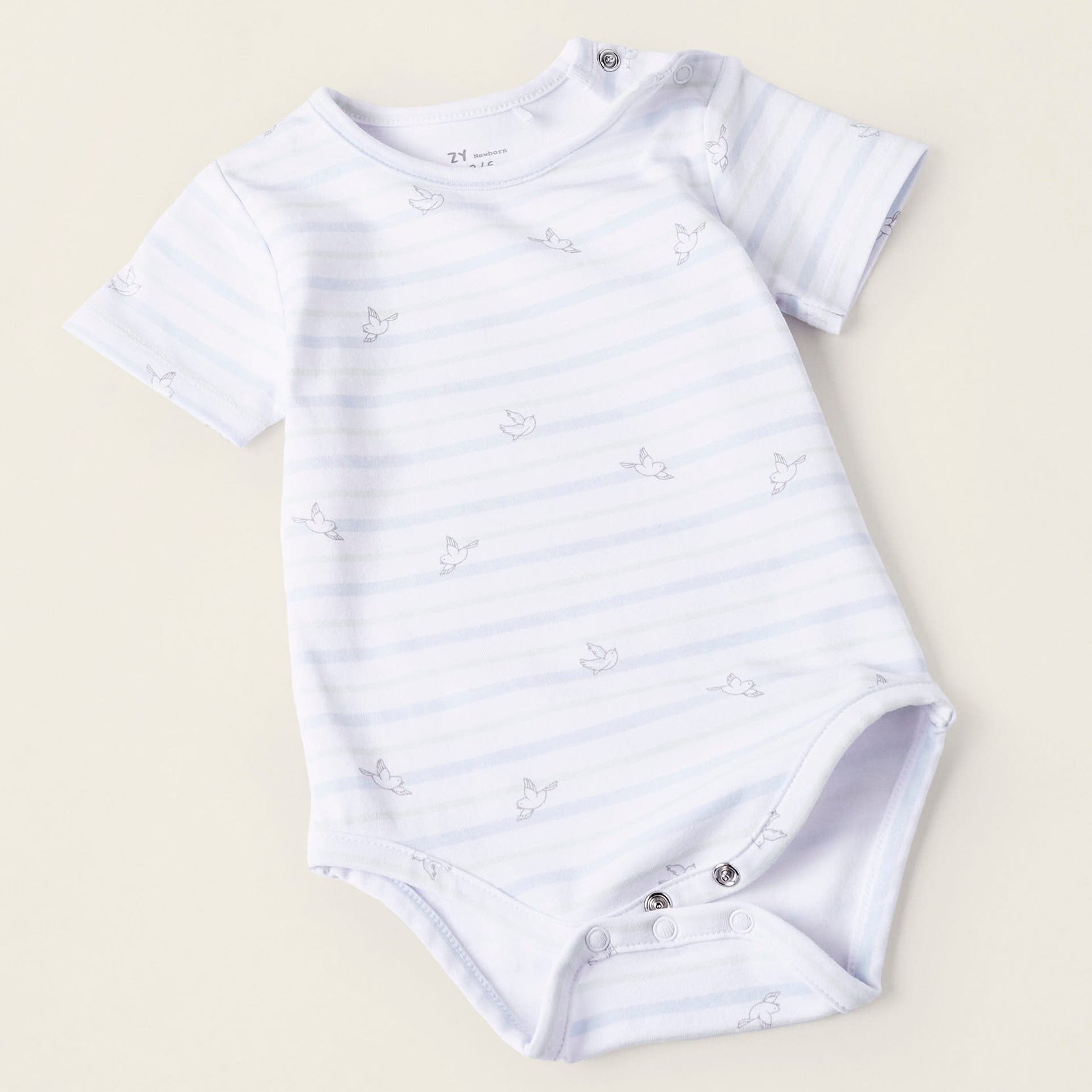 Bodysuit + Cotton Jumpsuit for Newborns 'Bird', White/Green