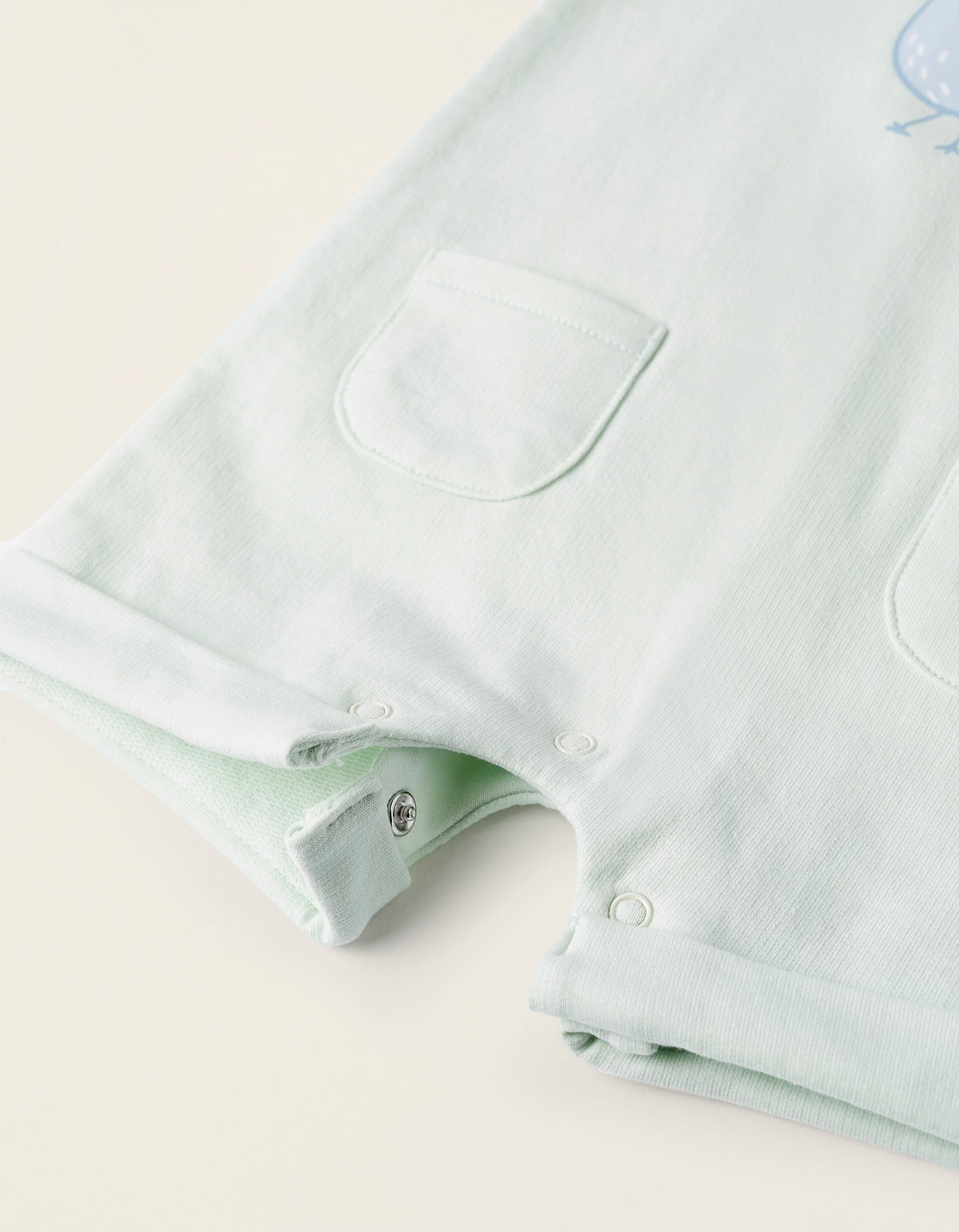 Bodysuit + Cotton Jumpsuit for Newborns 'Bird', White/Green