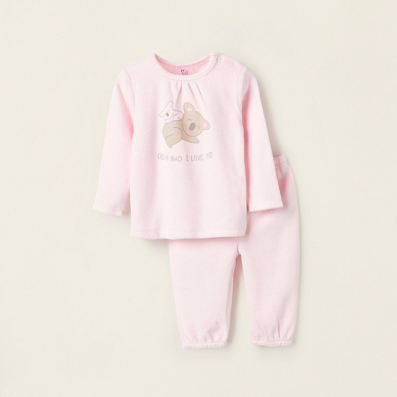 Velvet Pyjama for Baby Girls 'Dear Dad', Pink