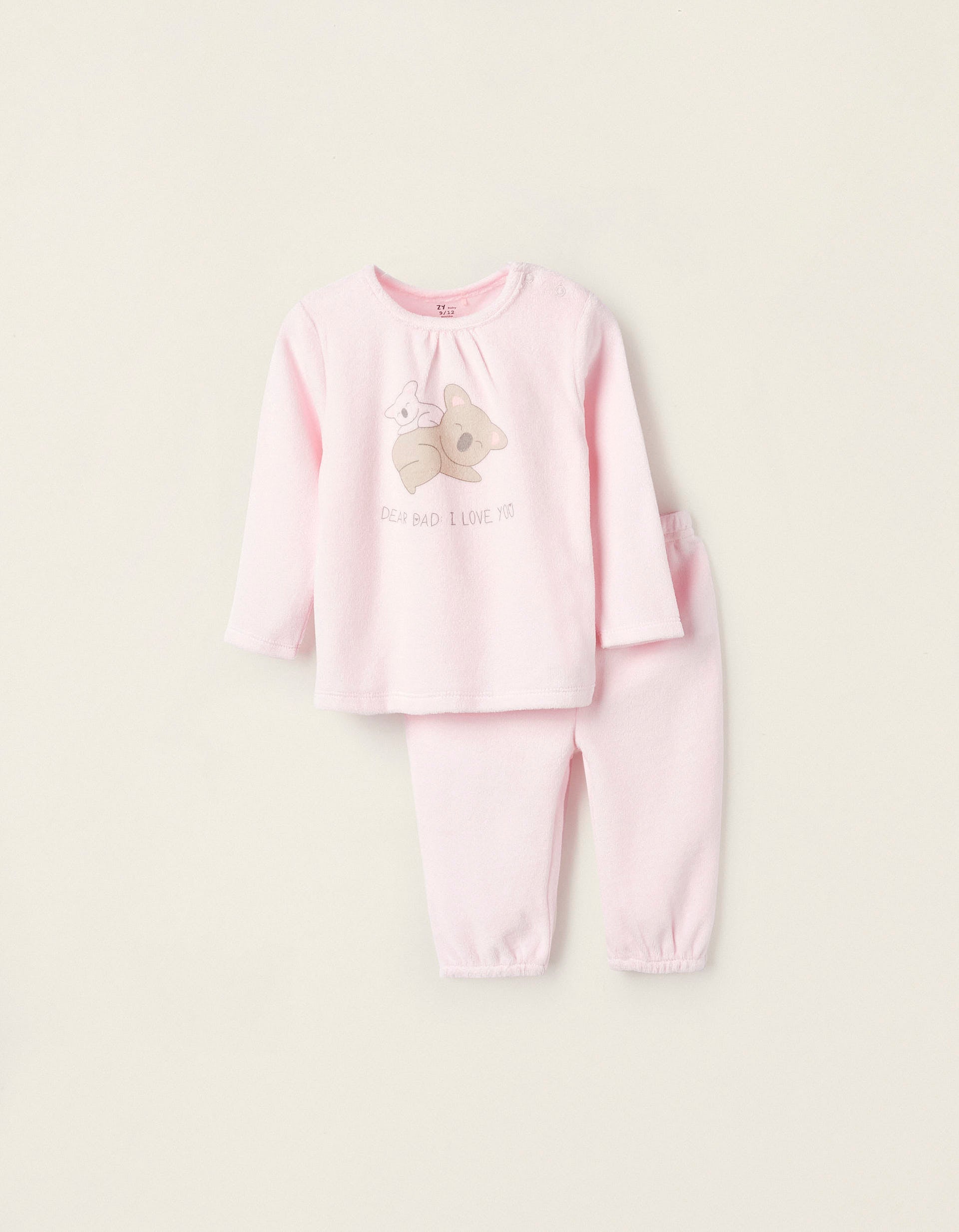 Velvet Pyjama for Baby Girls 'Dear Dad', Pink