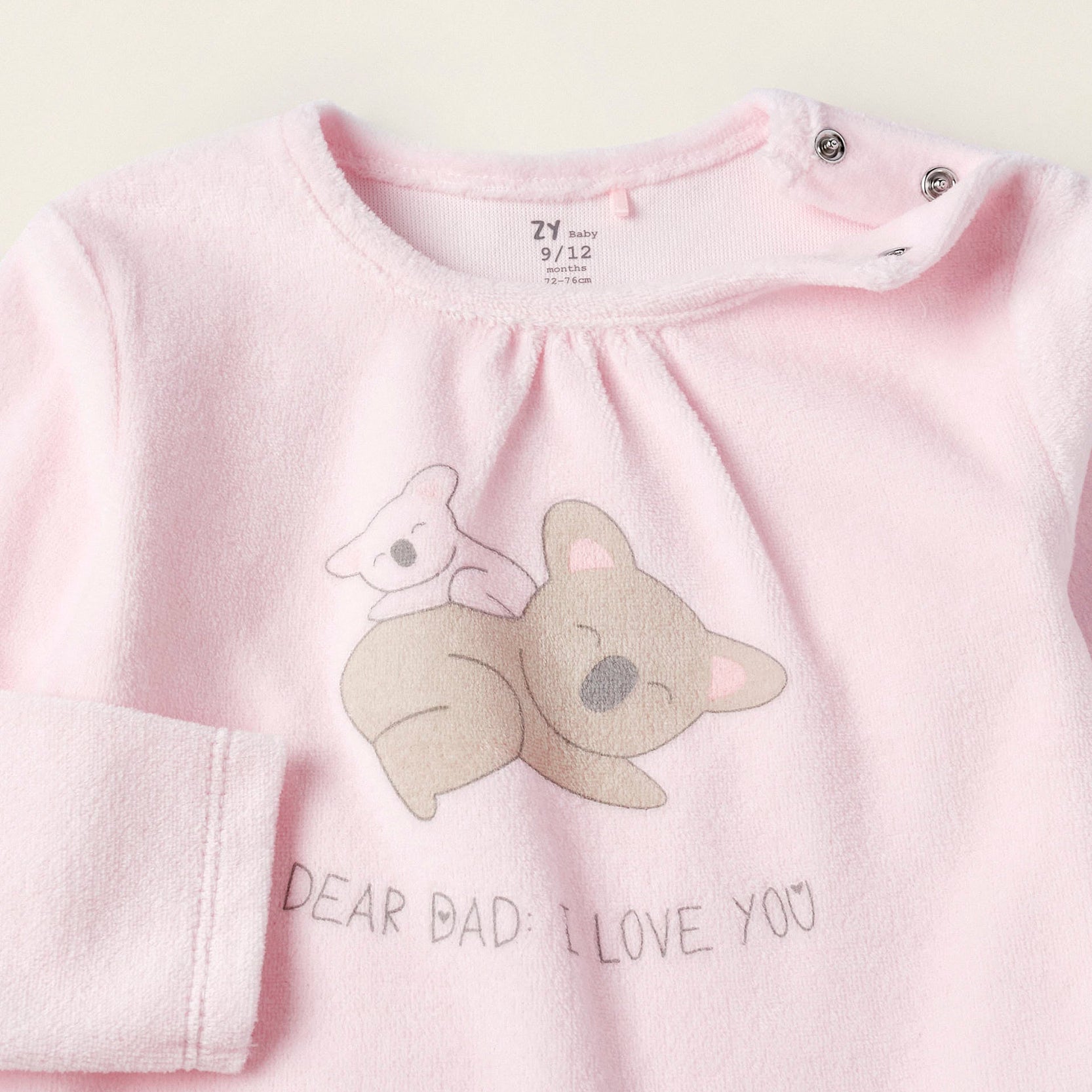 Velvet Pyjama for Baby Girls 'Dear Dad', Pink