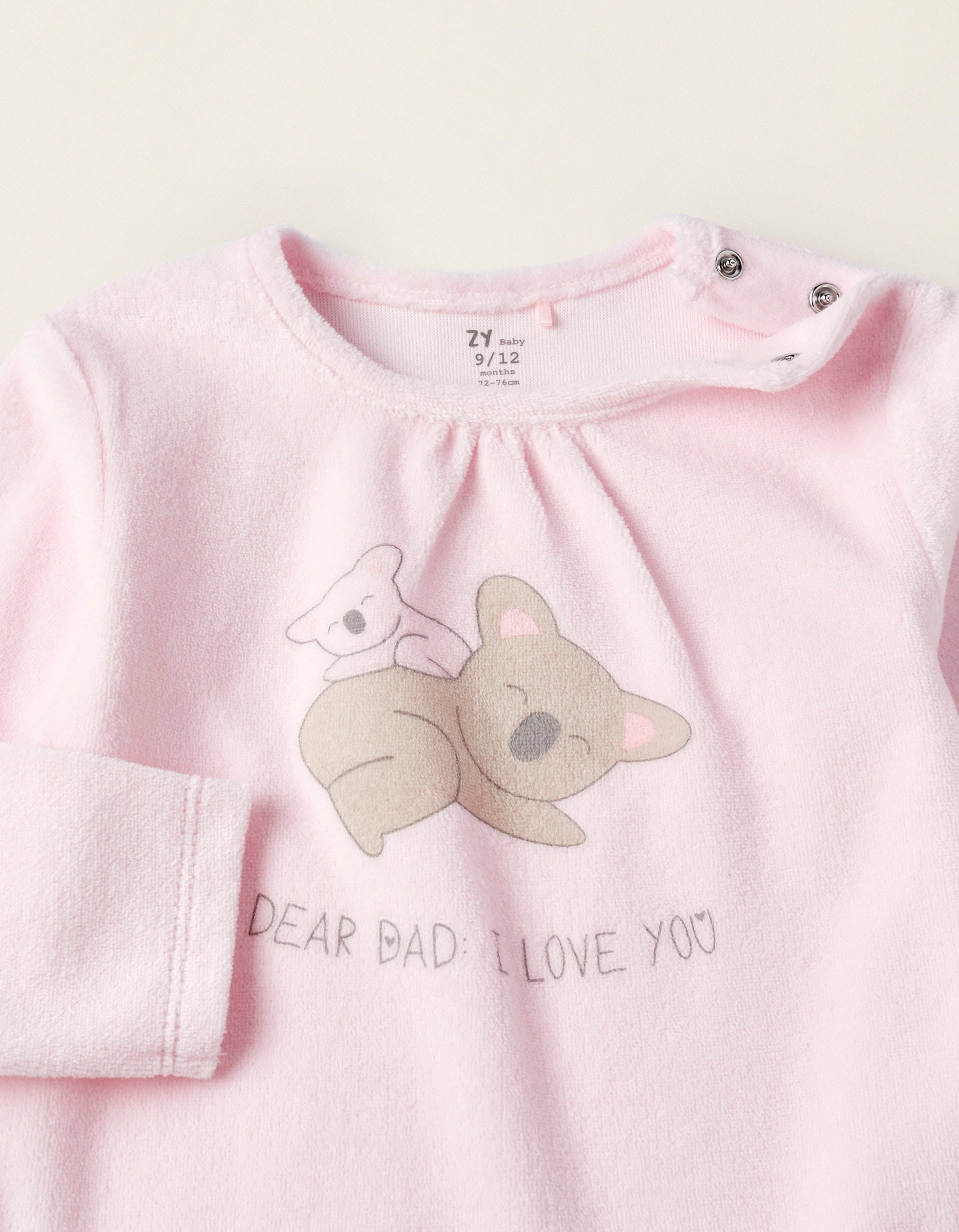 Velvet Pyjama for Baby Girls 'Dear Dad', Pink