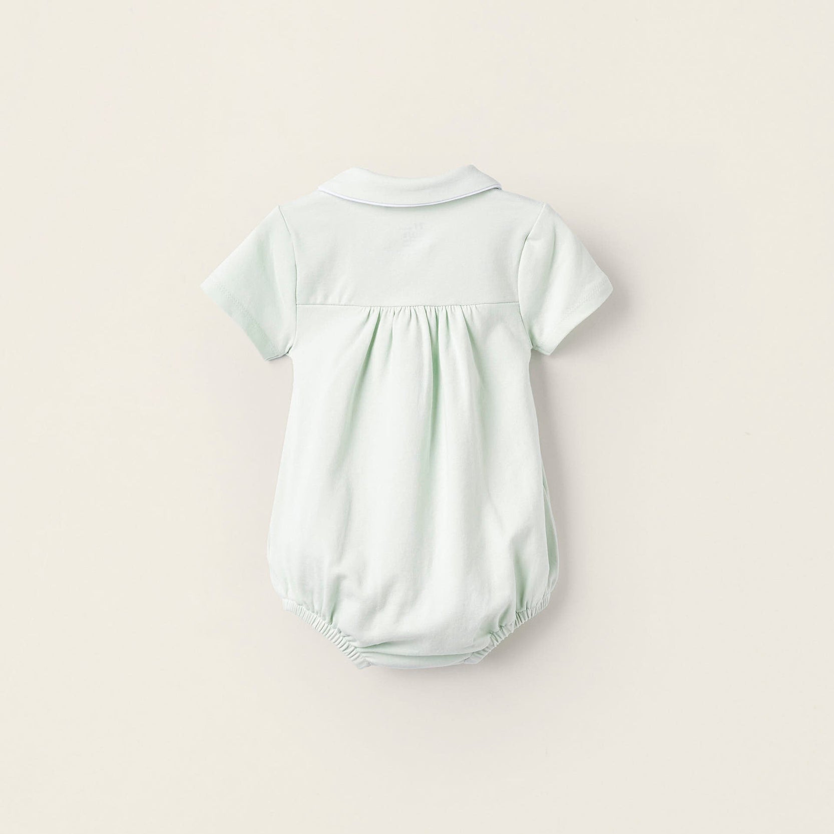 Cotton Bodysuit with Draping for Newborn Girls, Aqua Green