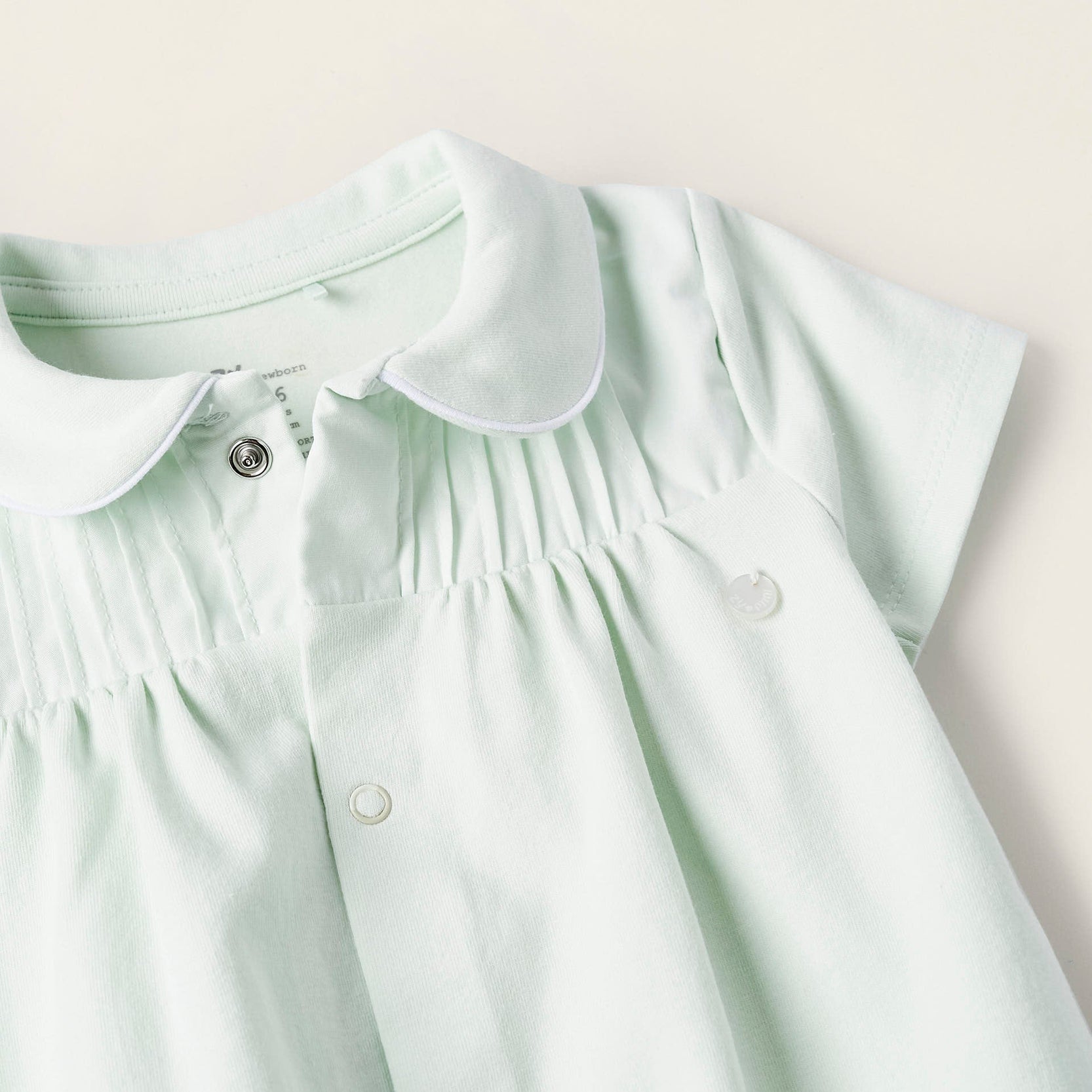 Cotton Bodysuit with Draping for Newborn Girls, Aqua Green