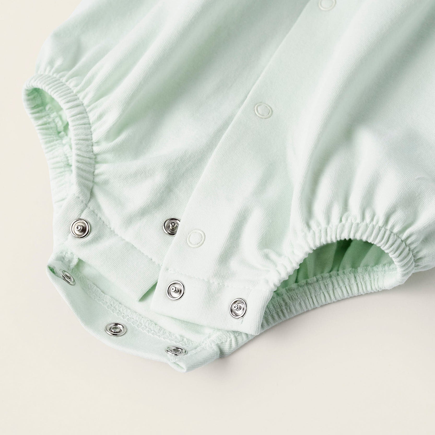 Cotton Bodysuit with Draping for Newborn Girls, Aqua Green