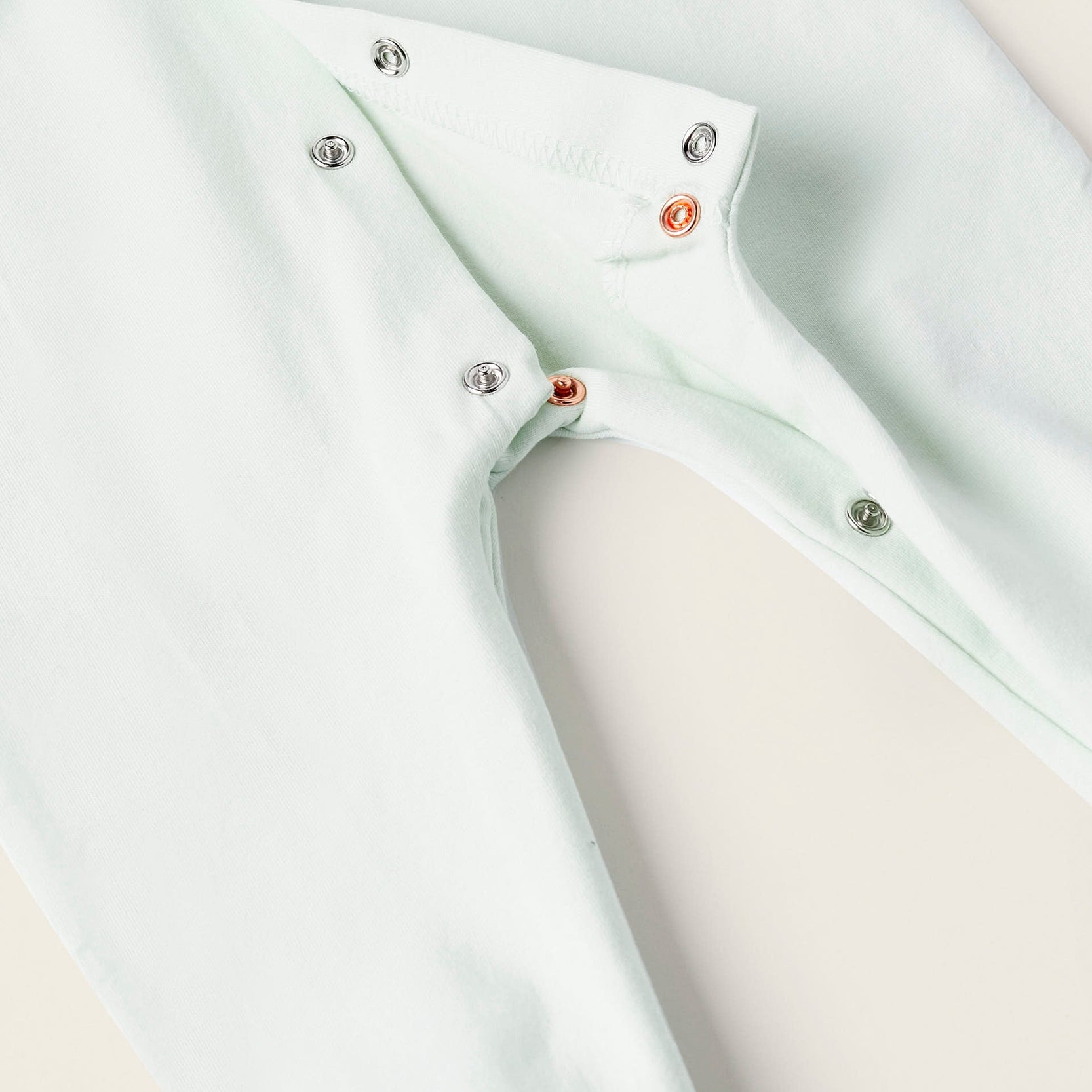 Cotton Sleepsuit with Broderie Anglaise for Newborn Girls, White/Green