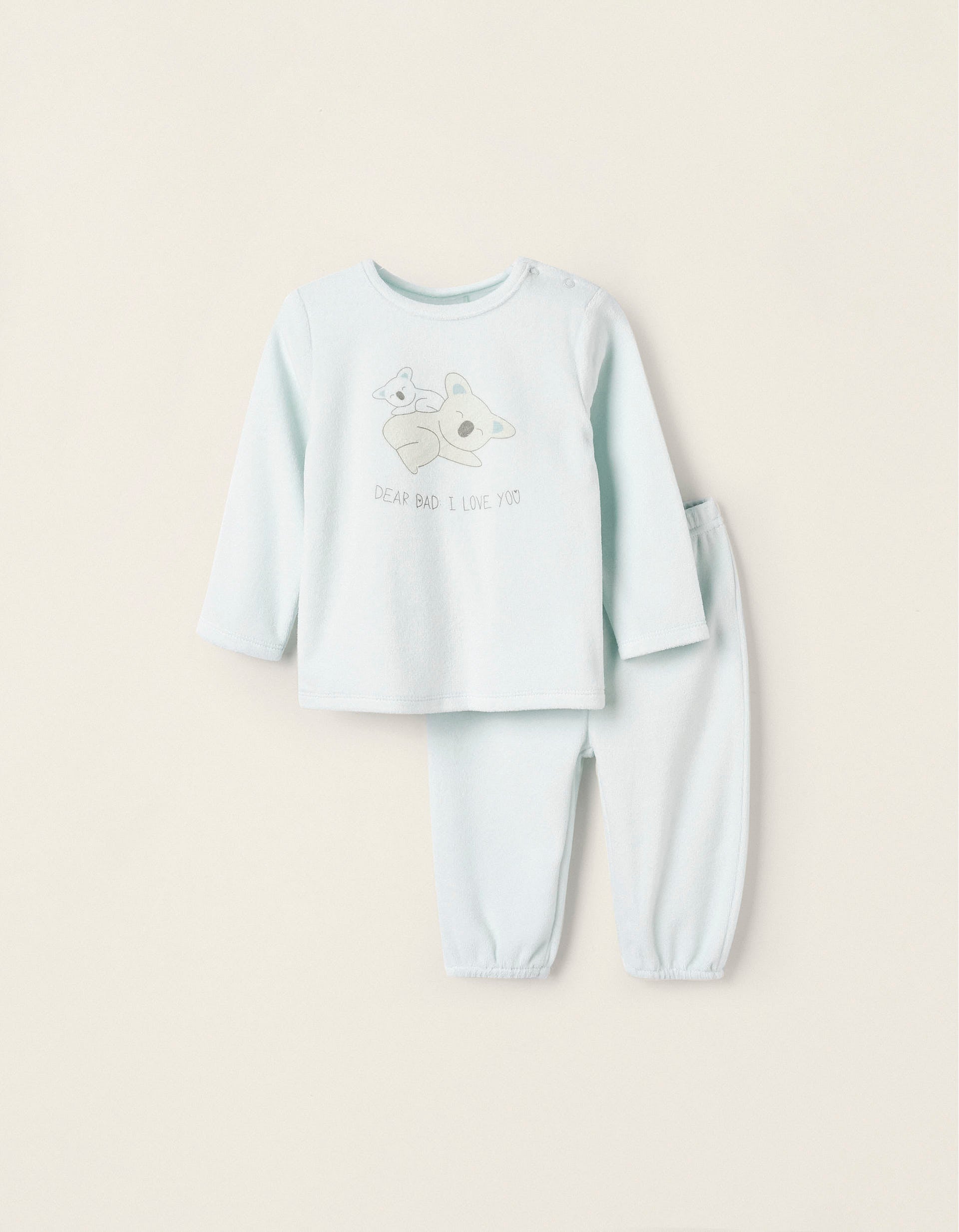 Velvet Pyjama for Baby Boys 'Dear Dad', Light Blue
