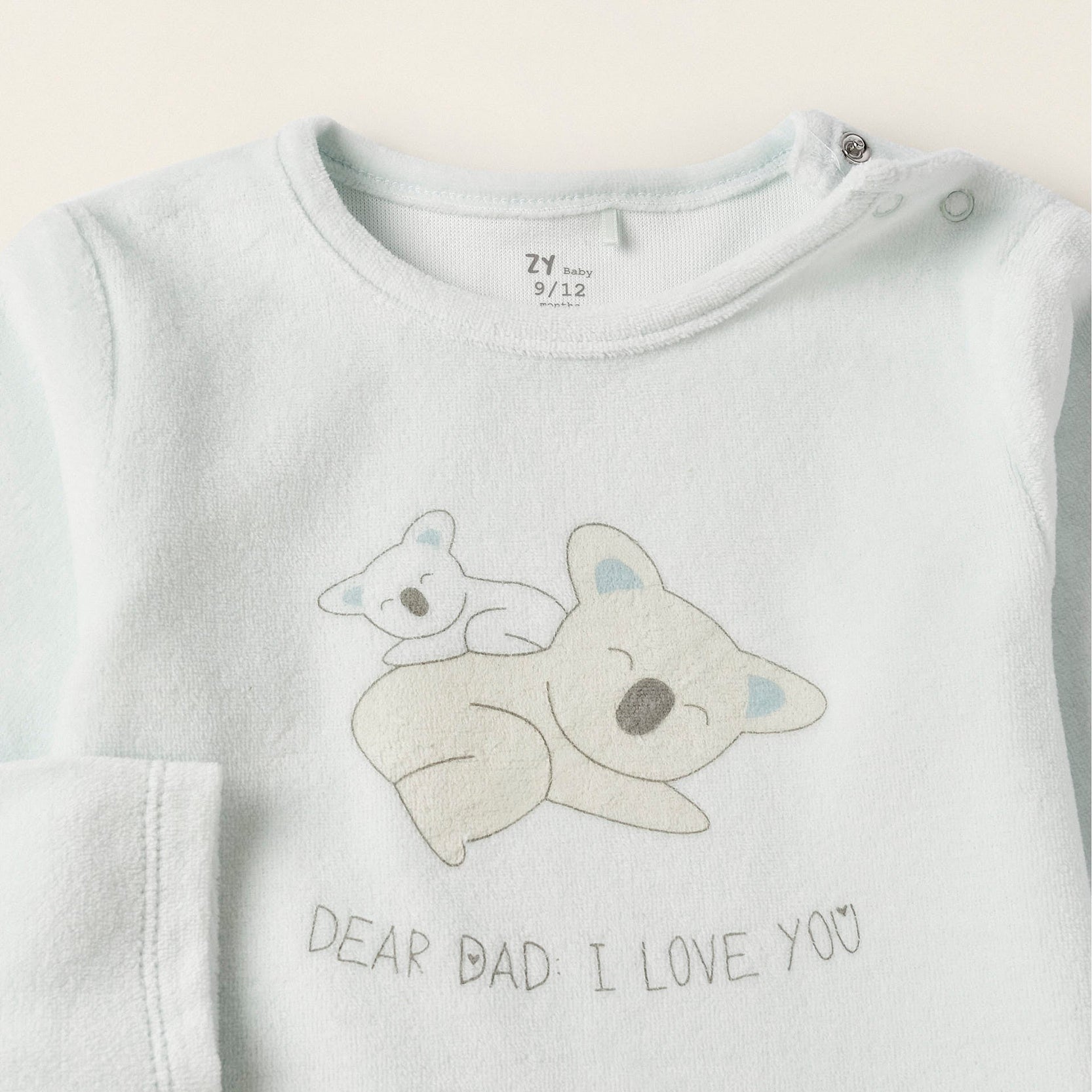 Velvet Pyjama for Baby Boys 'Dear Dad', Light Blue