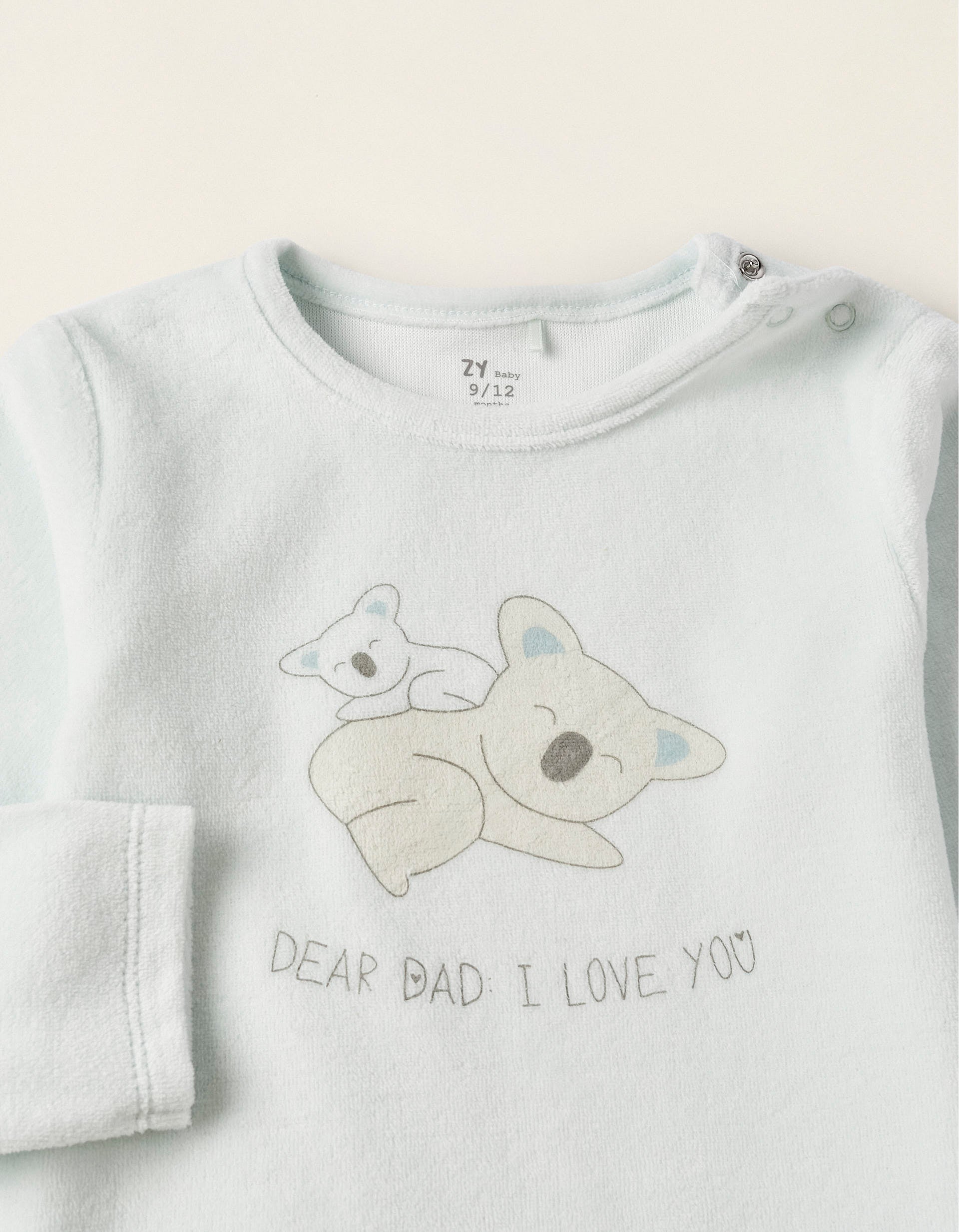 Velvet Pyjama for Baby Boys 'Dear Dad', Light Blue