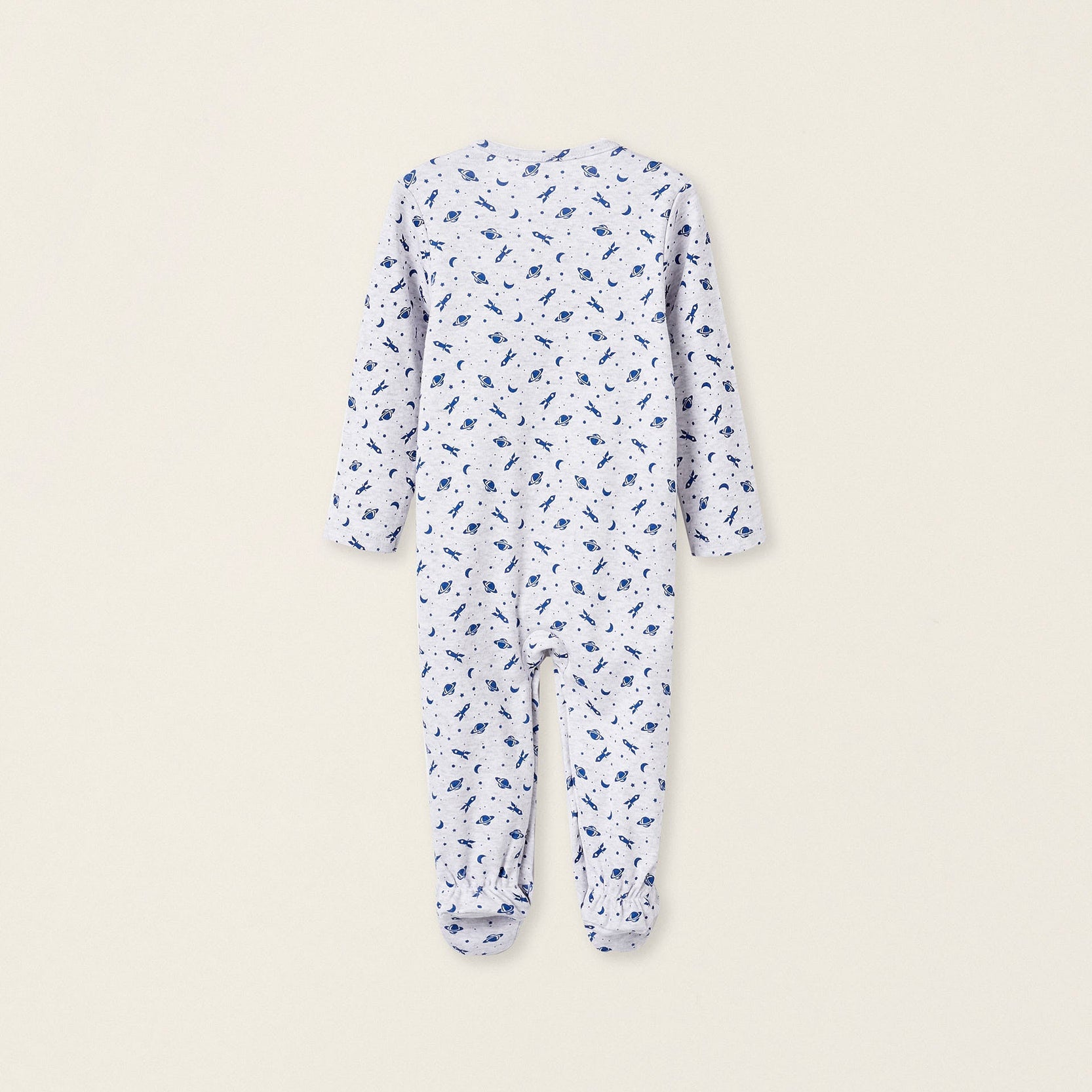 Pack of 2 Cotton Babygrows for Baby Boys 'Space', Blue/Grey