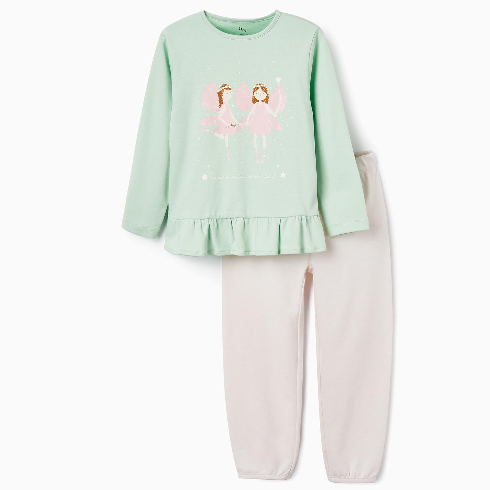 Cotton Pyjama for Girls 'Glow in the Dark - Fairies', Green/Pink