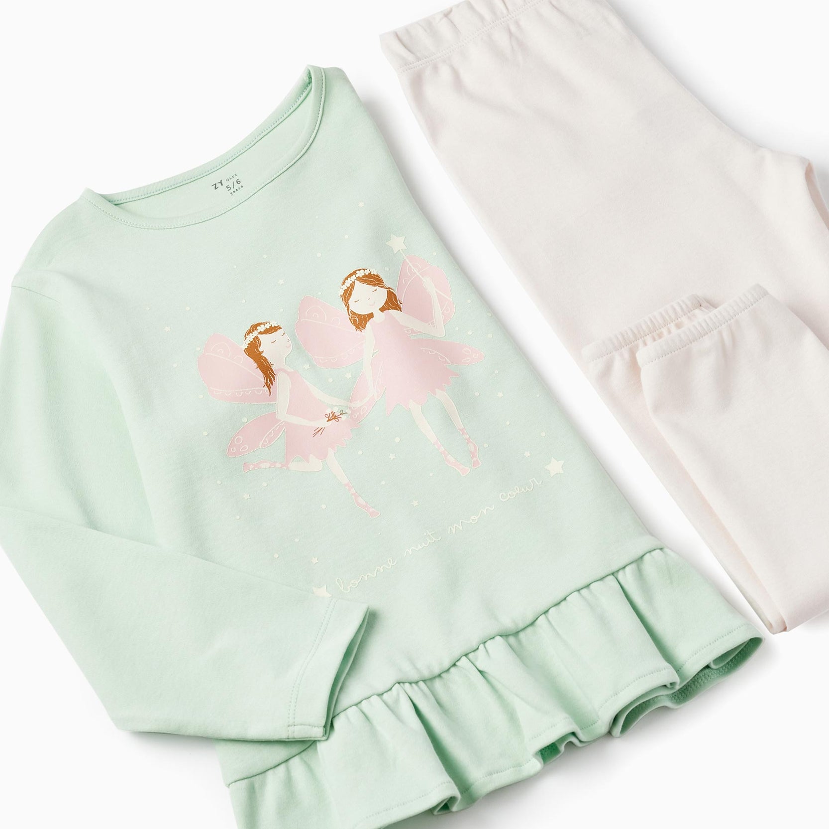 Cotton Pyjama for Girls 'Glow in the Dark - Fairies', Green/Pink