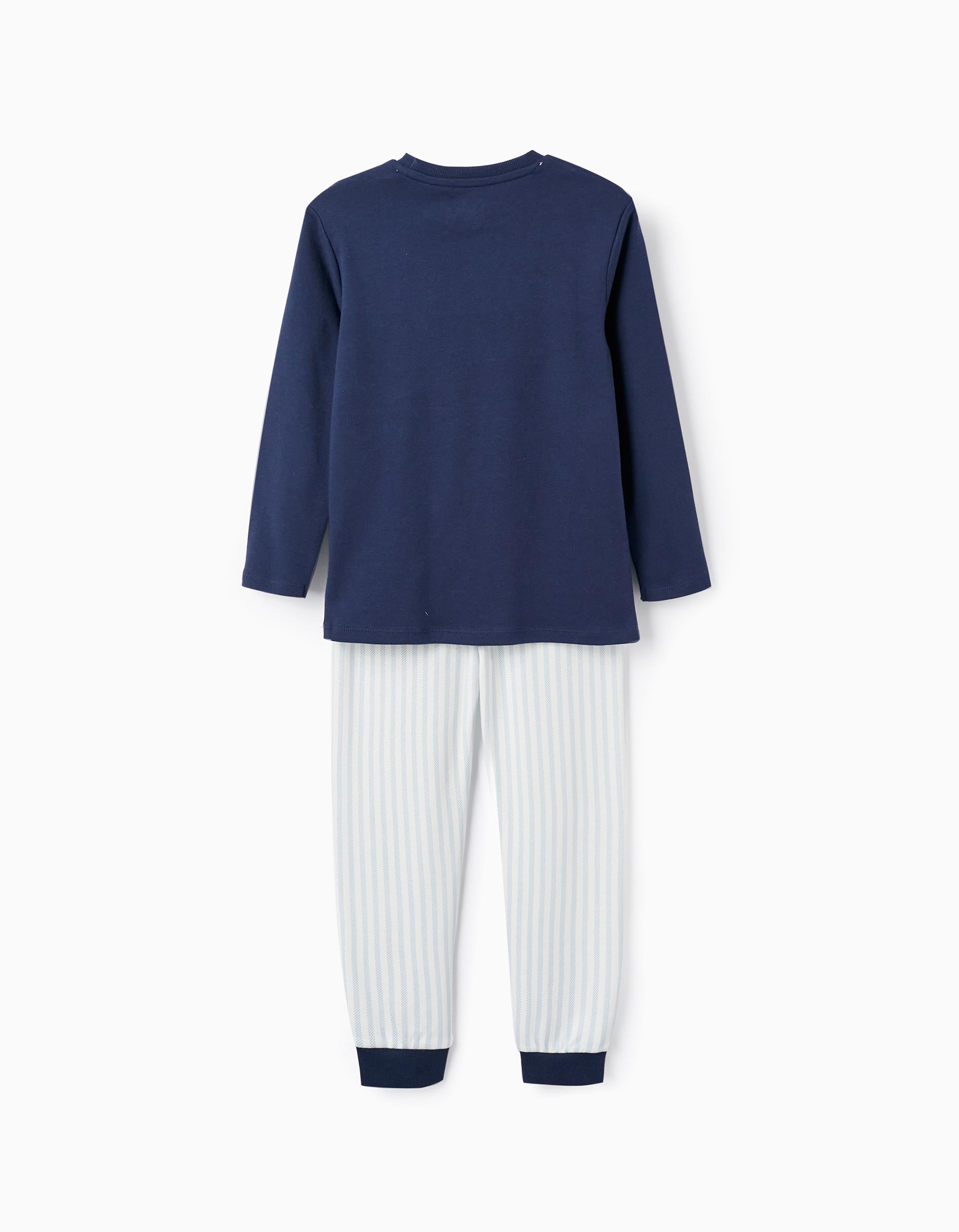 Cotton Pyjama for Boys, Dark Blue/Light Blue/White