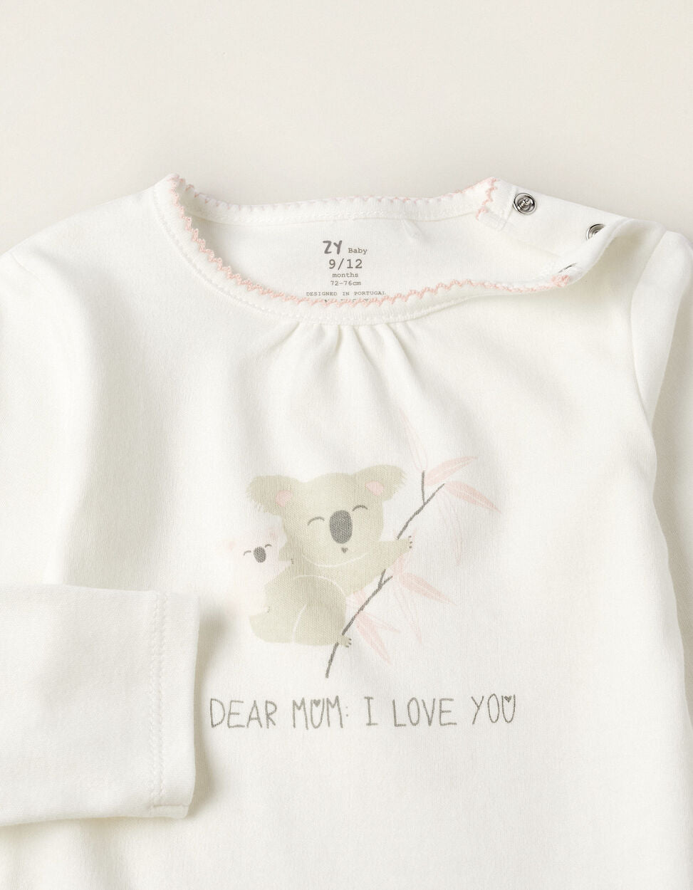 Cotton Pyjama for Baby Girls 'Dear Mum', White/Pink