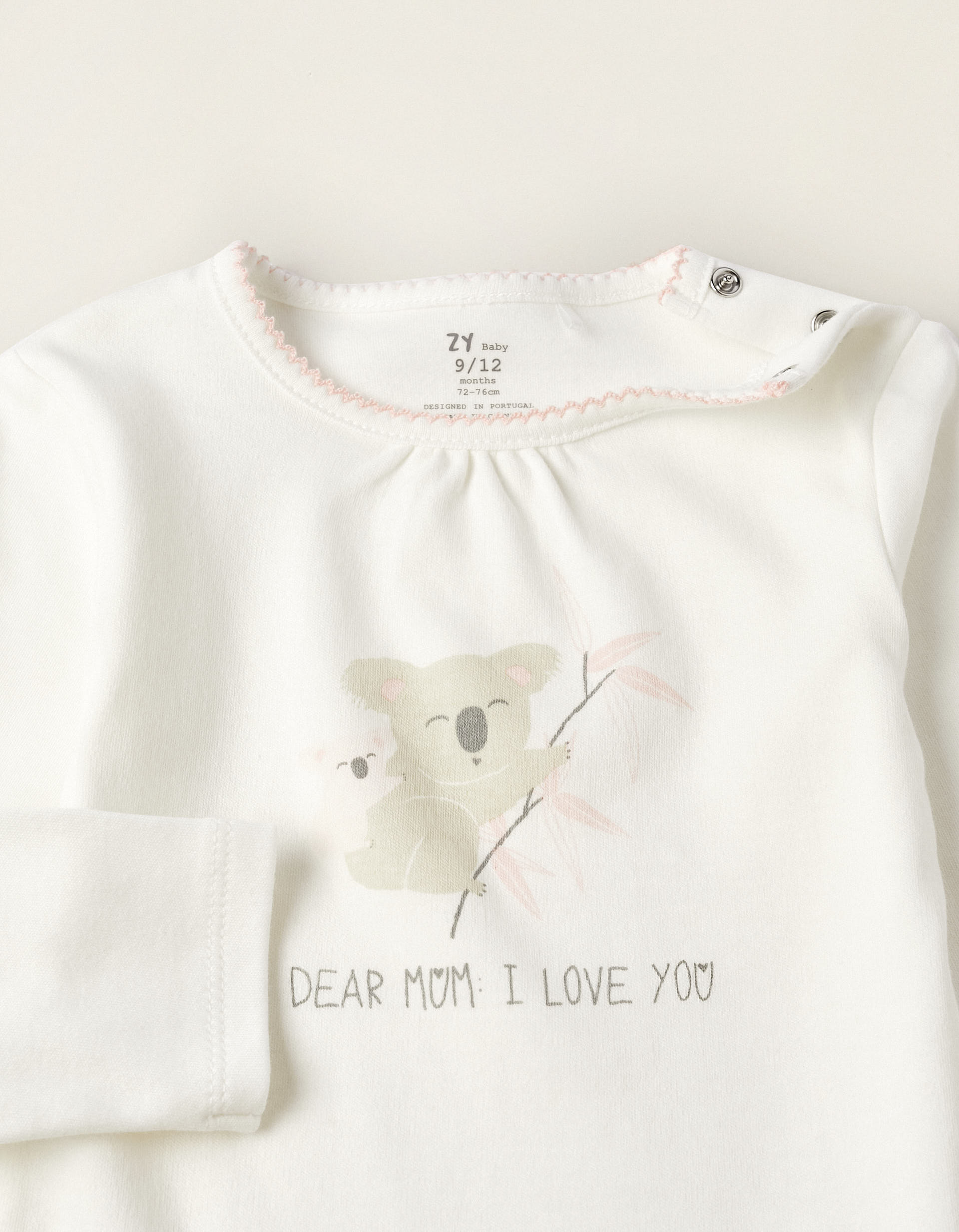 Cotton Pyjama for Baby Girls 'Dear Mum', White/Pink