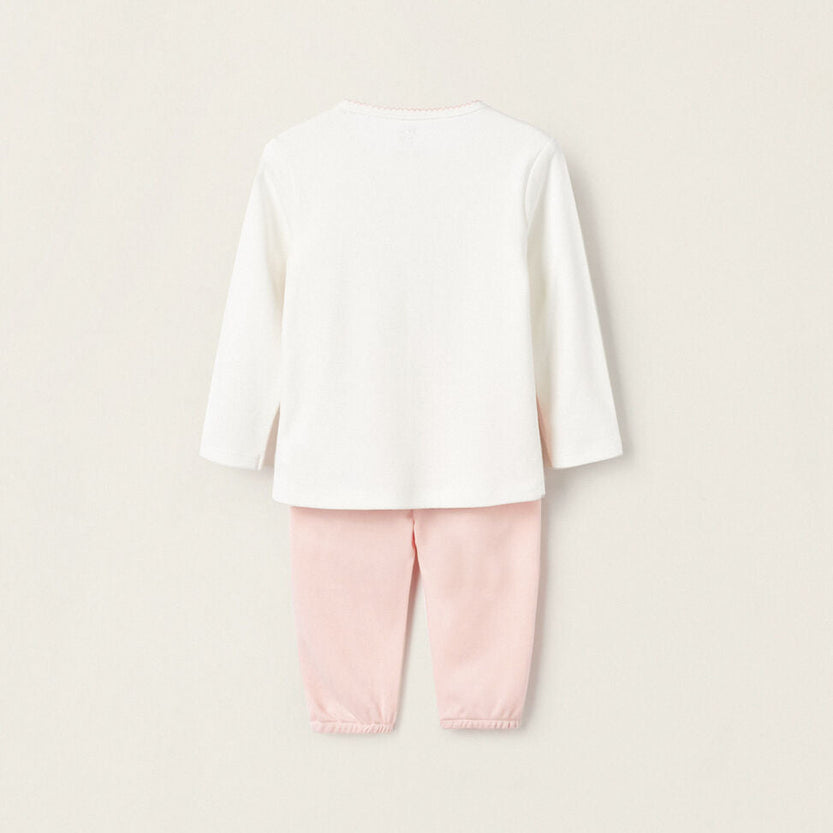 Cotton Pyjama for Baby Girls 'Dear Mum', White/Pink