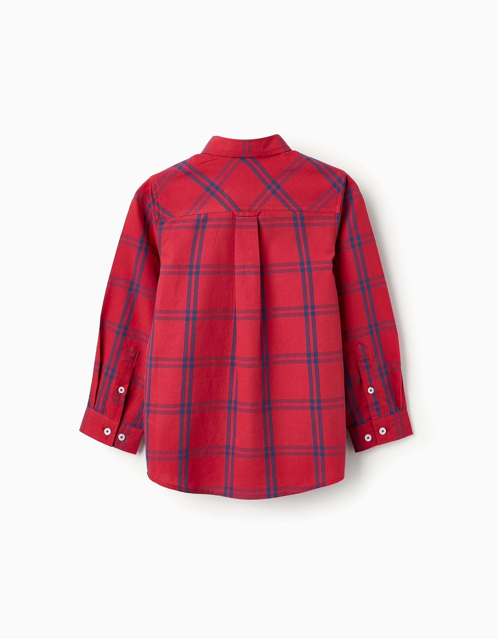 Cotton Checked Shirt for Boys, Red/Blue