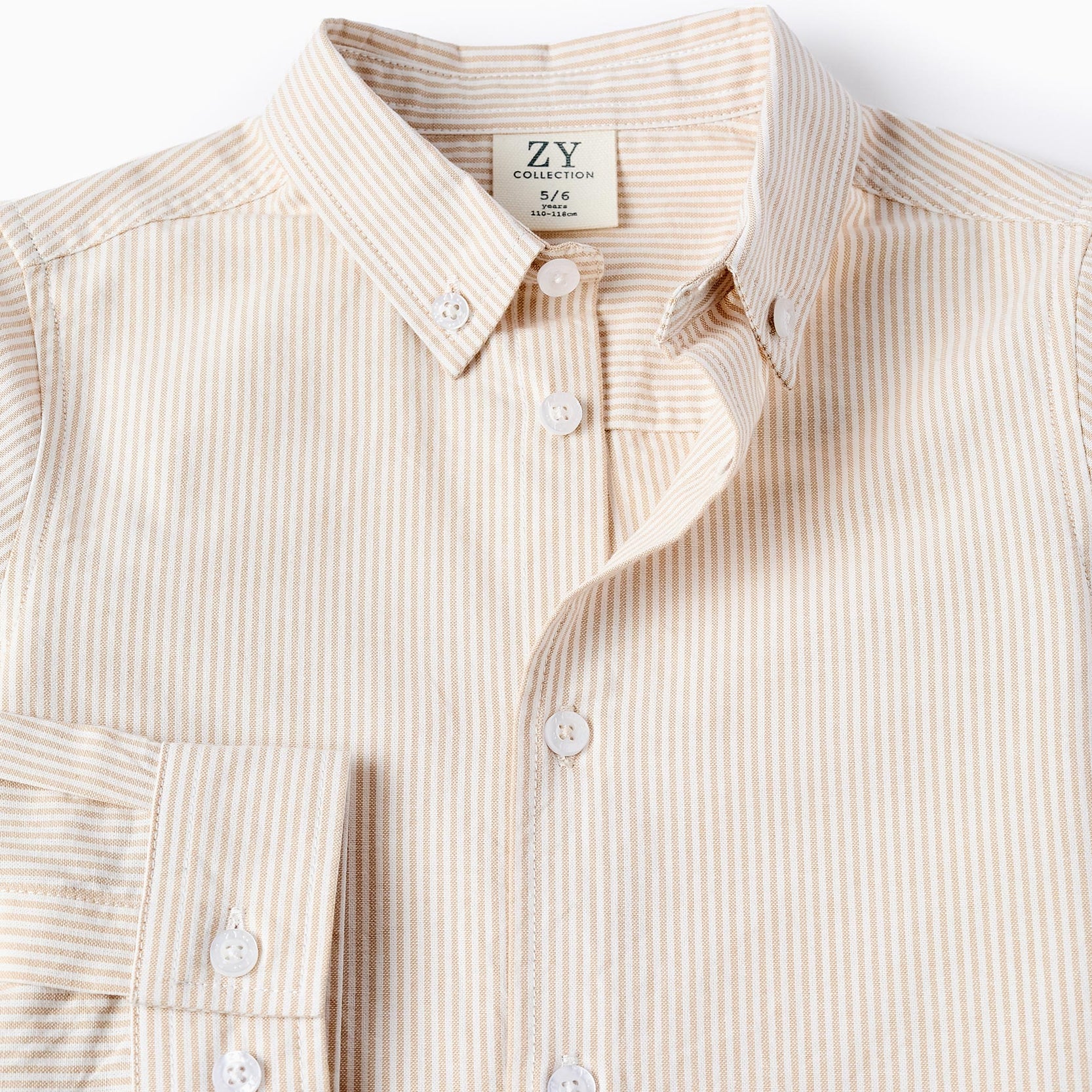 Cotton Striped Shirt for Boys, Beige/White