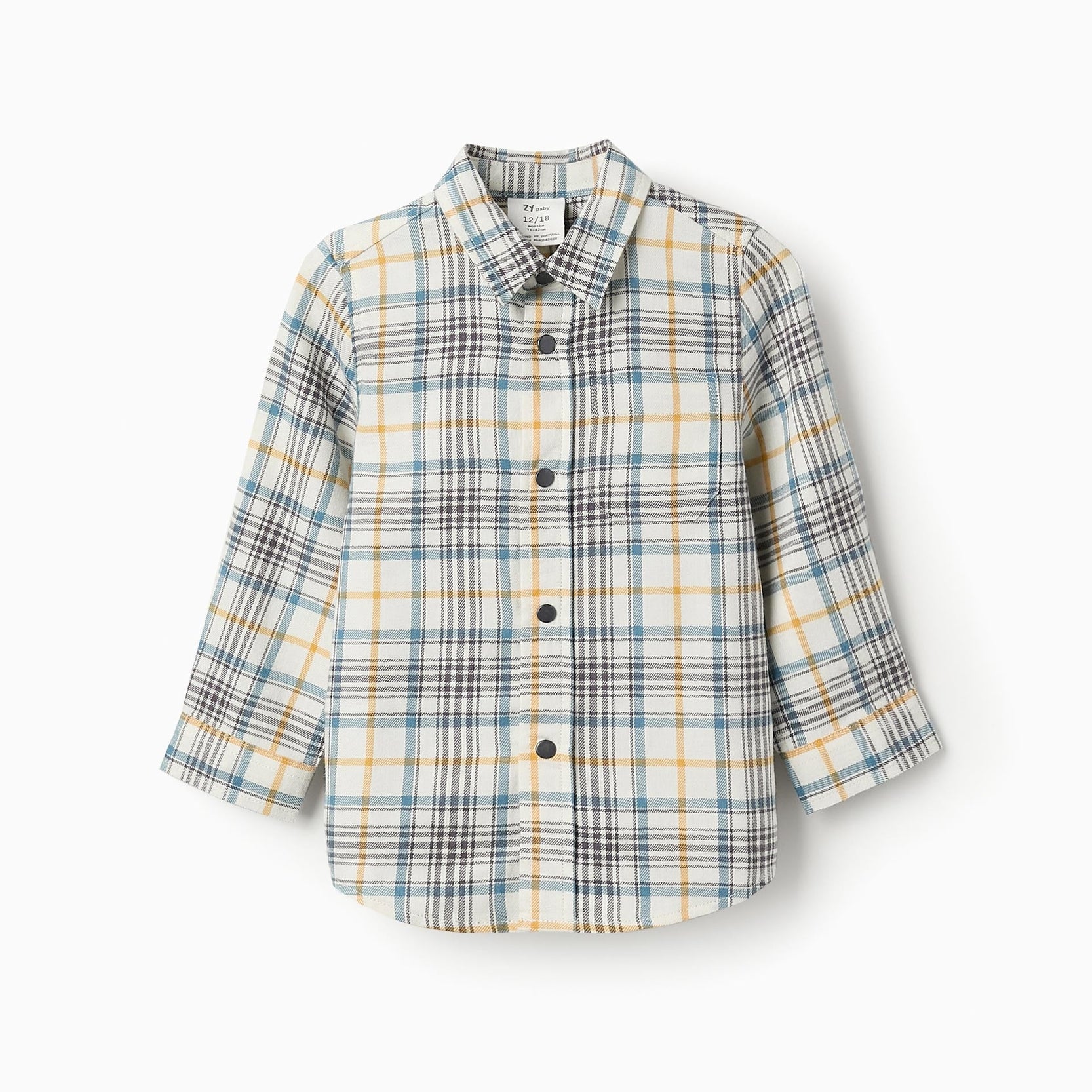 Flannel Checked Shirt for Baby Boys, Beige