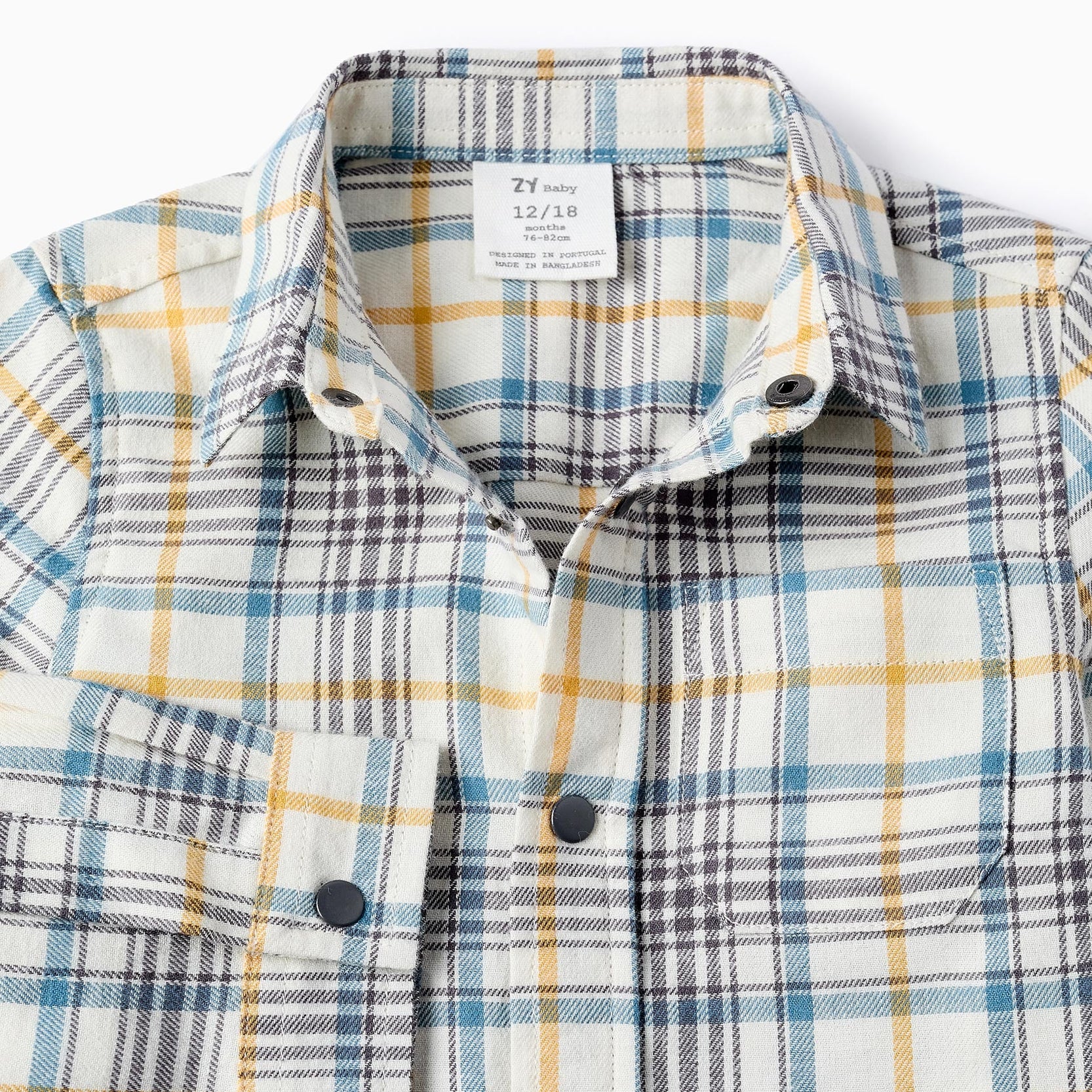 Flannel Checked Shirt for Baby Boys, Beige