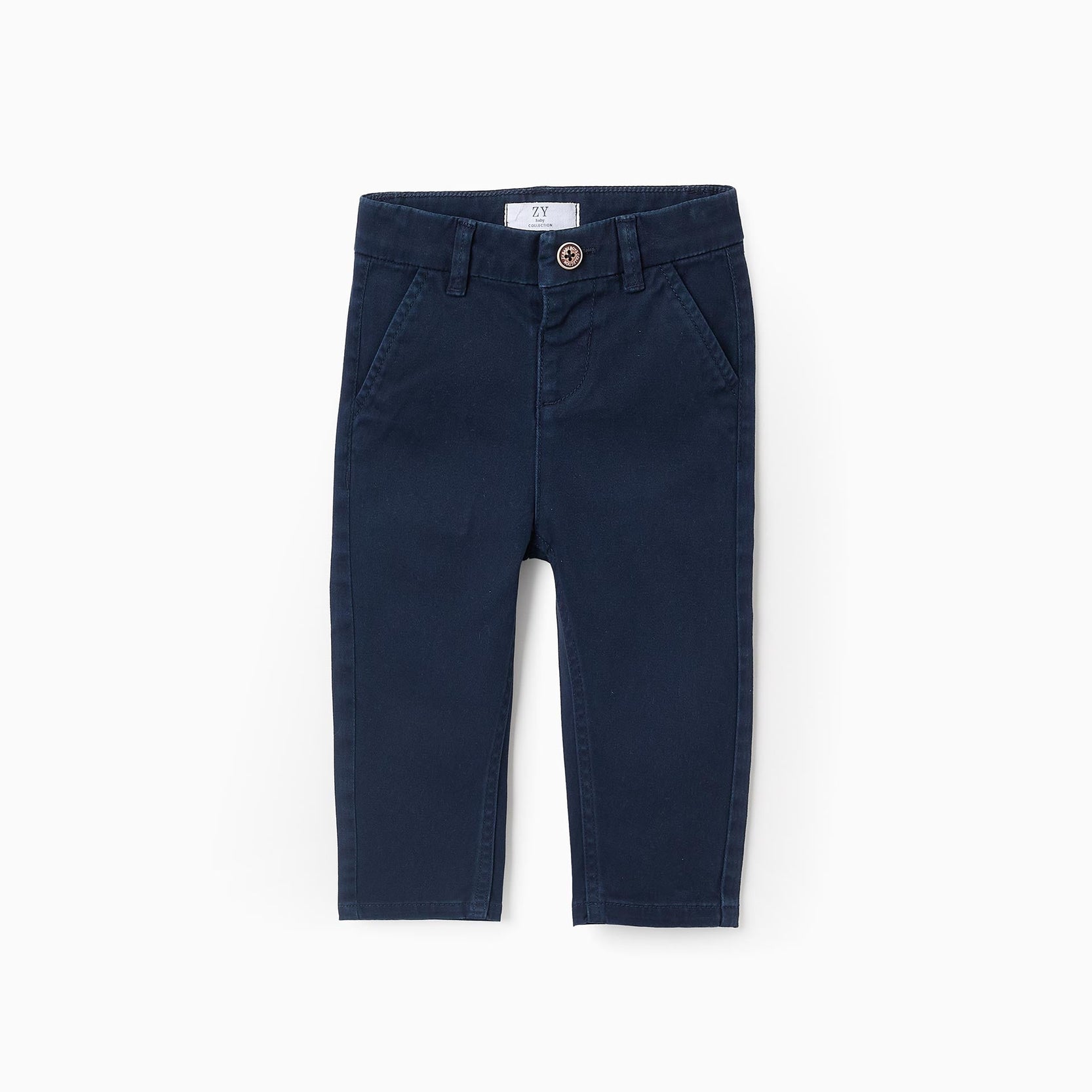 Twill Chino Trousers for Baby Boys, Dark Blue