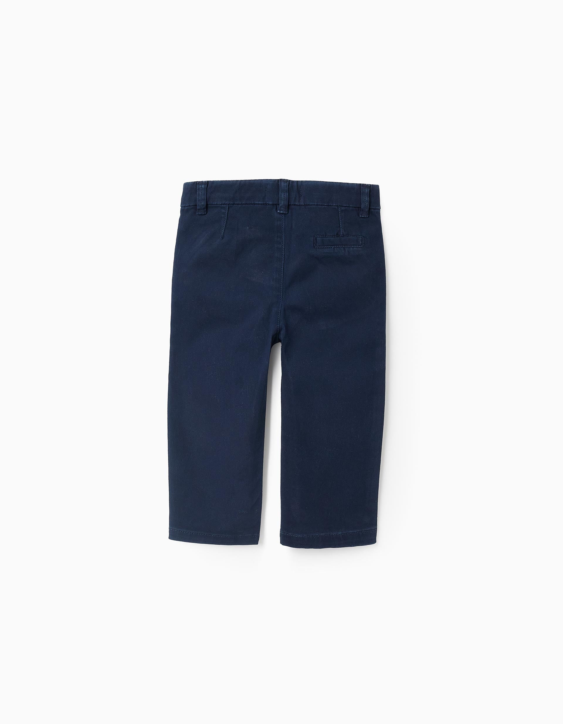 Twill Chino Trousers for Baby Boys, Dark Blue