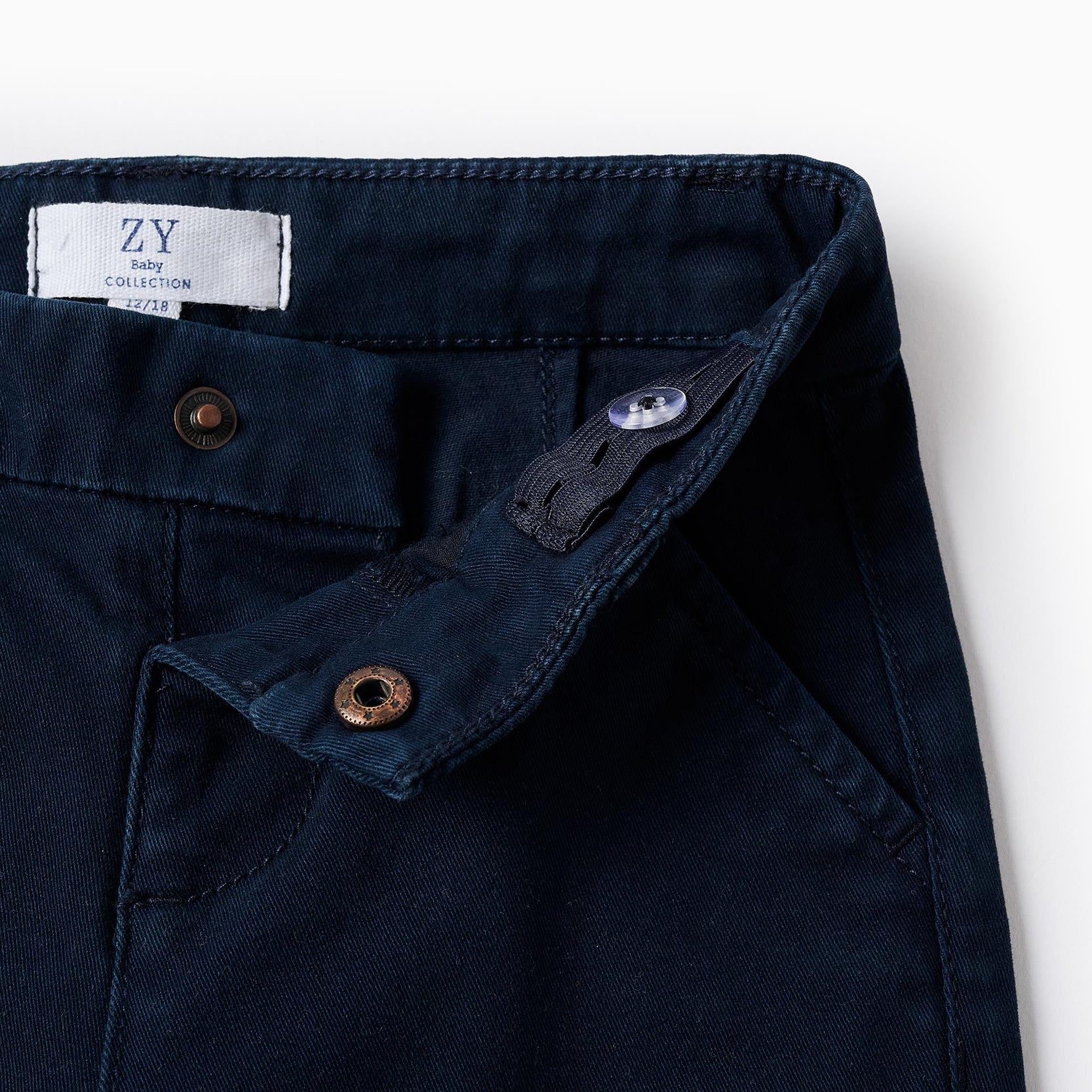 Twill Chino Trousers for Baby Boys, Dark Blue