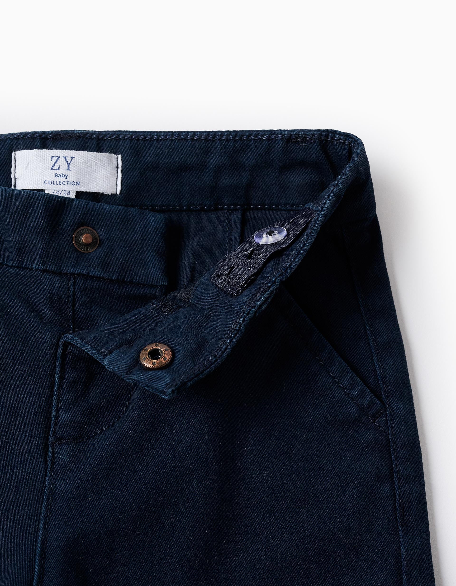Twill Chino Trousers for Baby Boys, Dark Blue