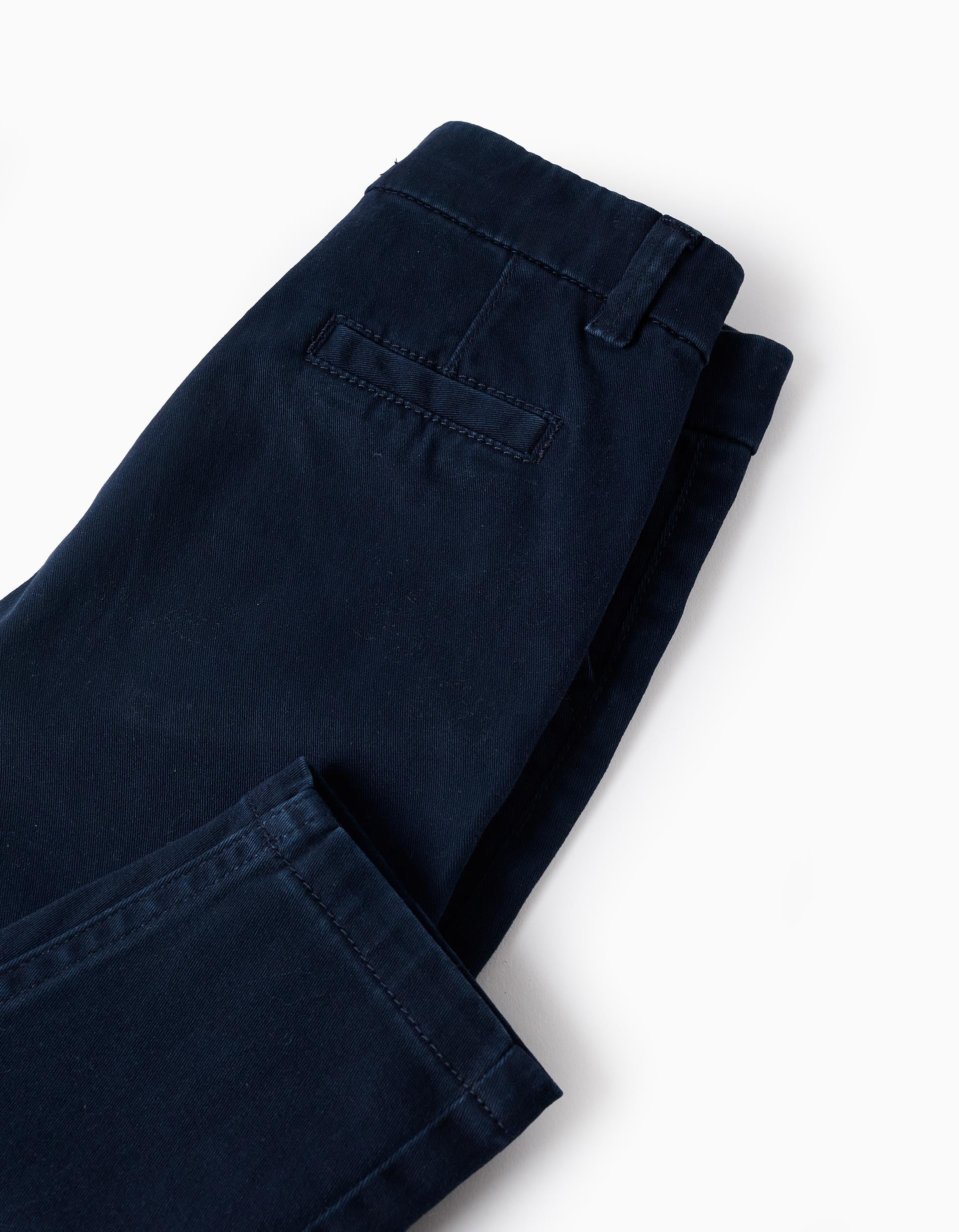 Twill Chino Trousers for Baby Boys, Dark Blue