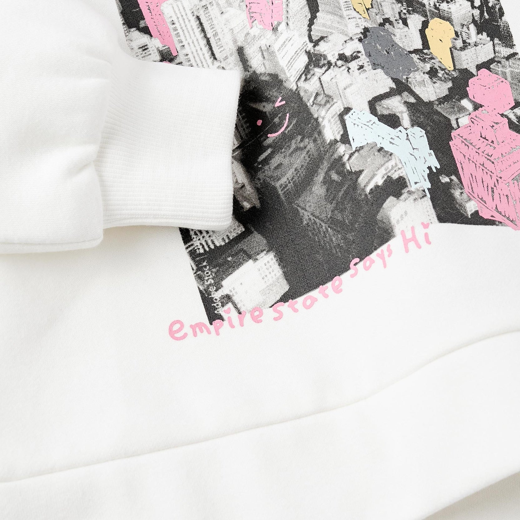 Fleece Sweatshirt for Girls 'Empire State Building', White