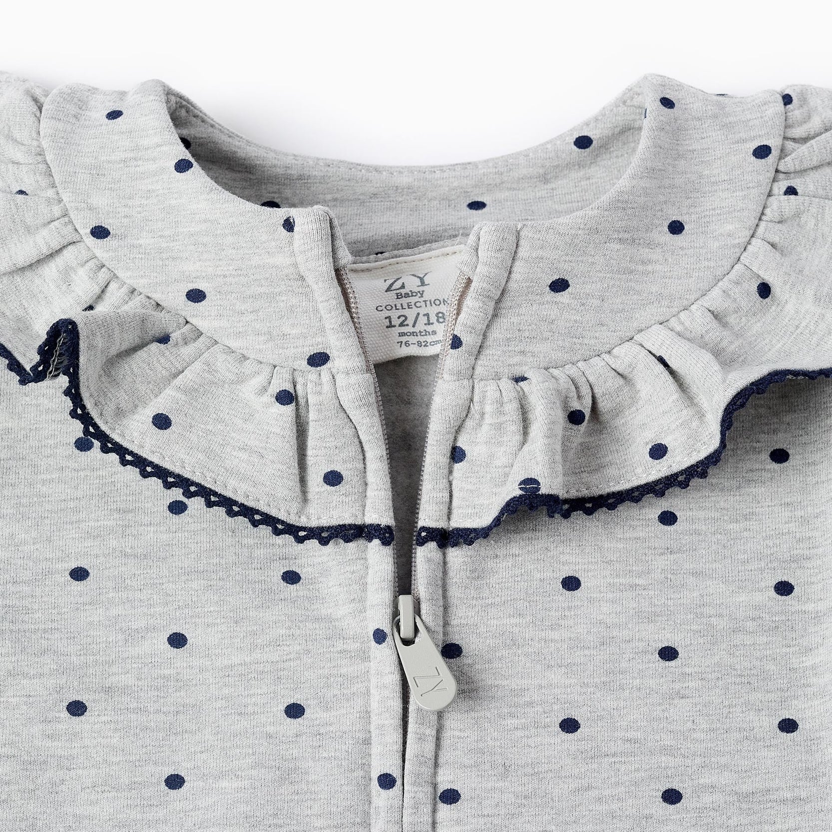 Polka Dot Jacket for Baby Girls, Grey