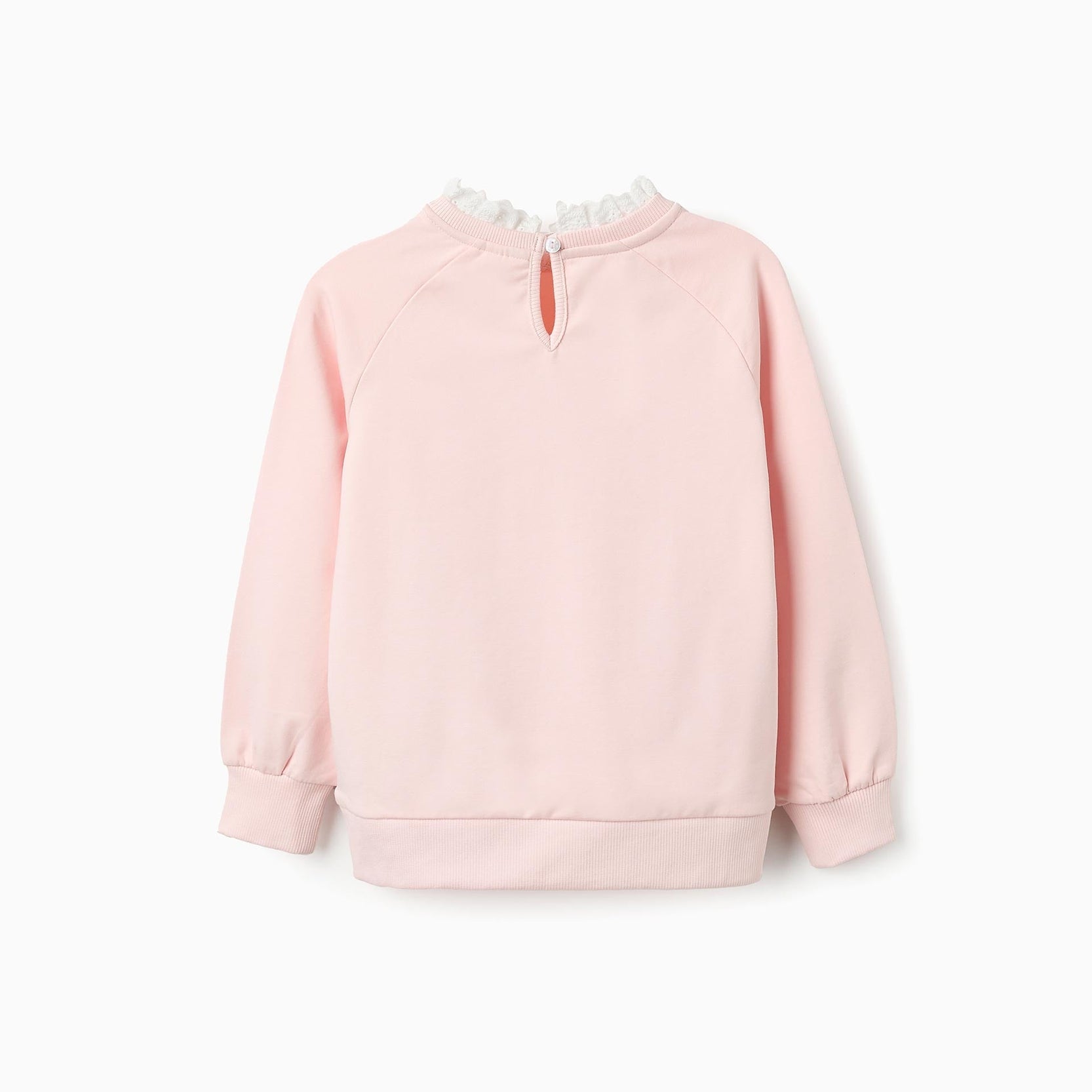 Sweatshirt with Broderie Anglaise for Girls, Pink
