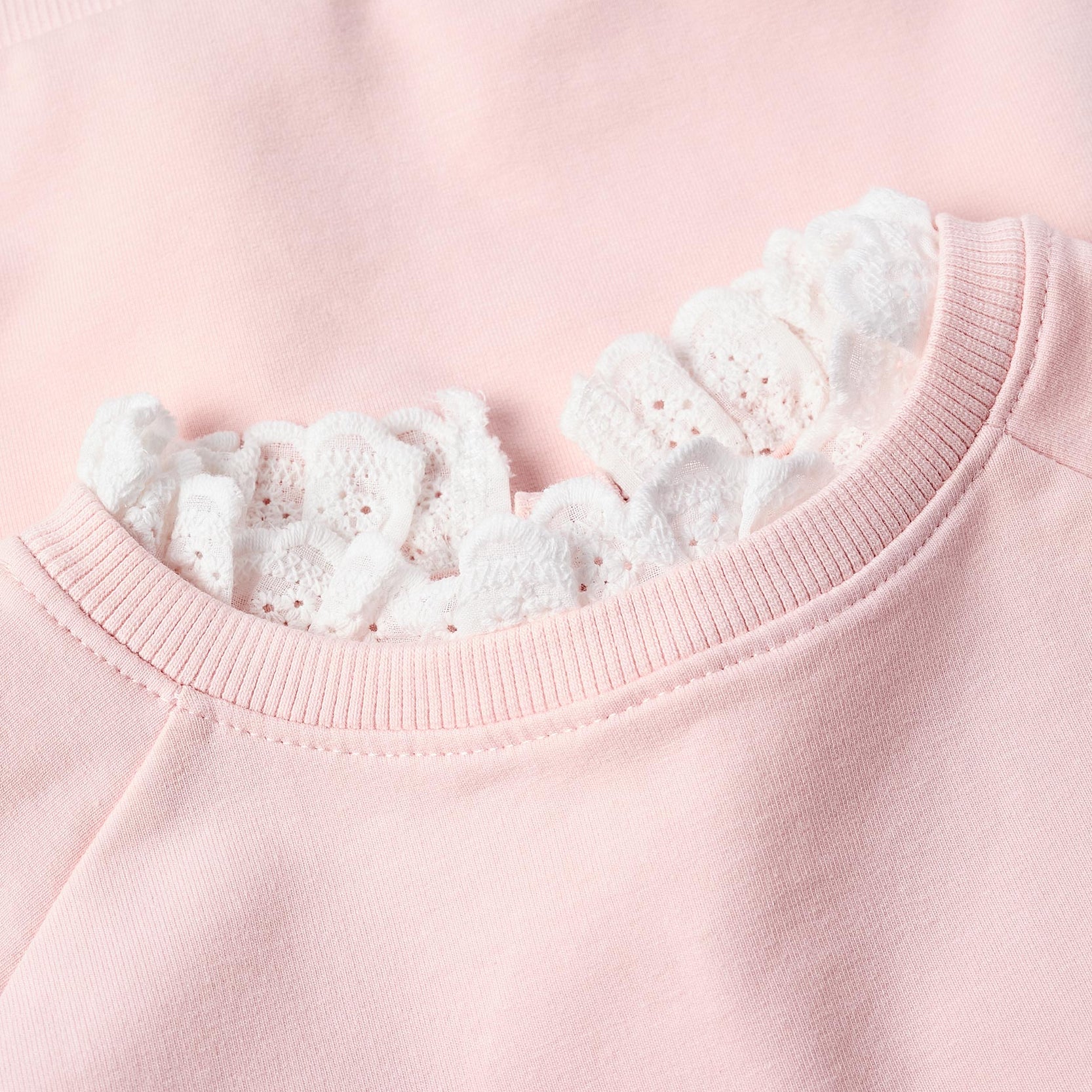 Sweatshirt with Broderie Anglaise for Girls, Pink