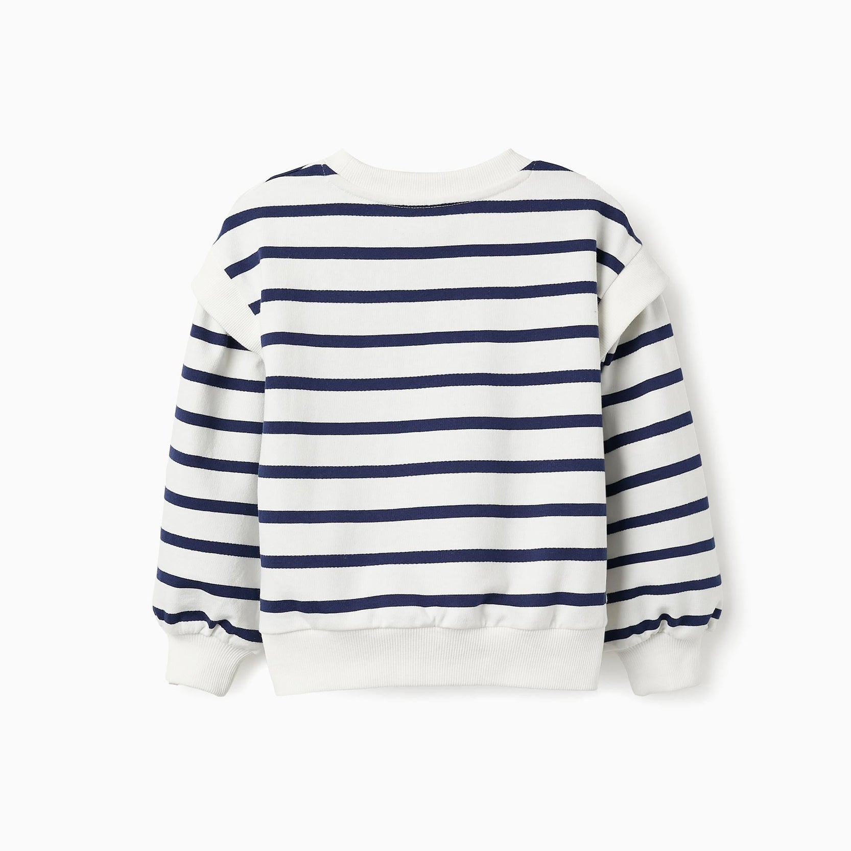 Striped sweatshirt for girls 'Bonjour', White/Navy Blue