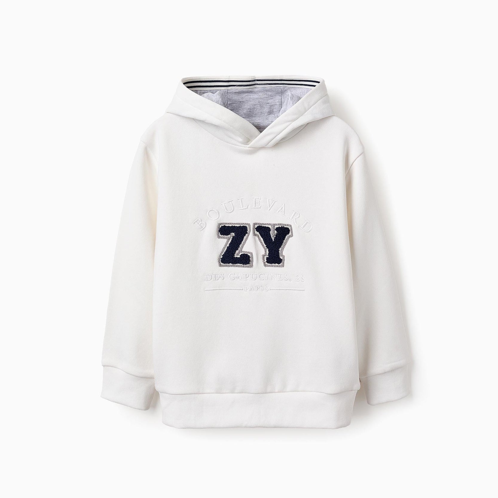 Fleece Hooded Jacket for Boys 'ZY Paris', White