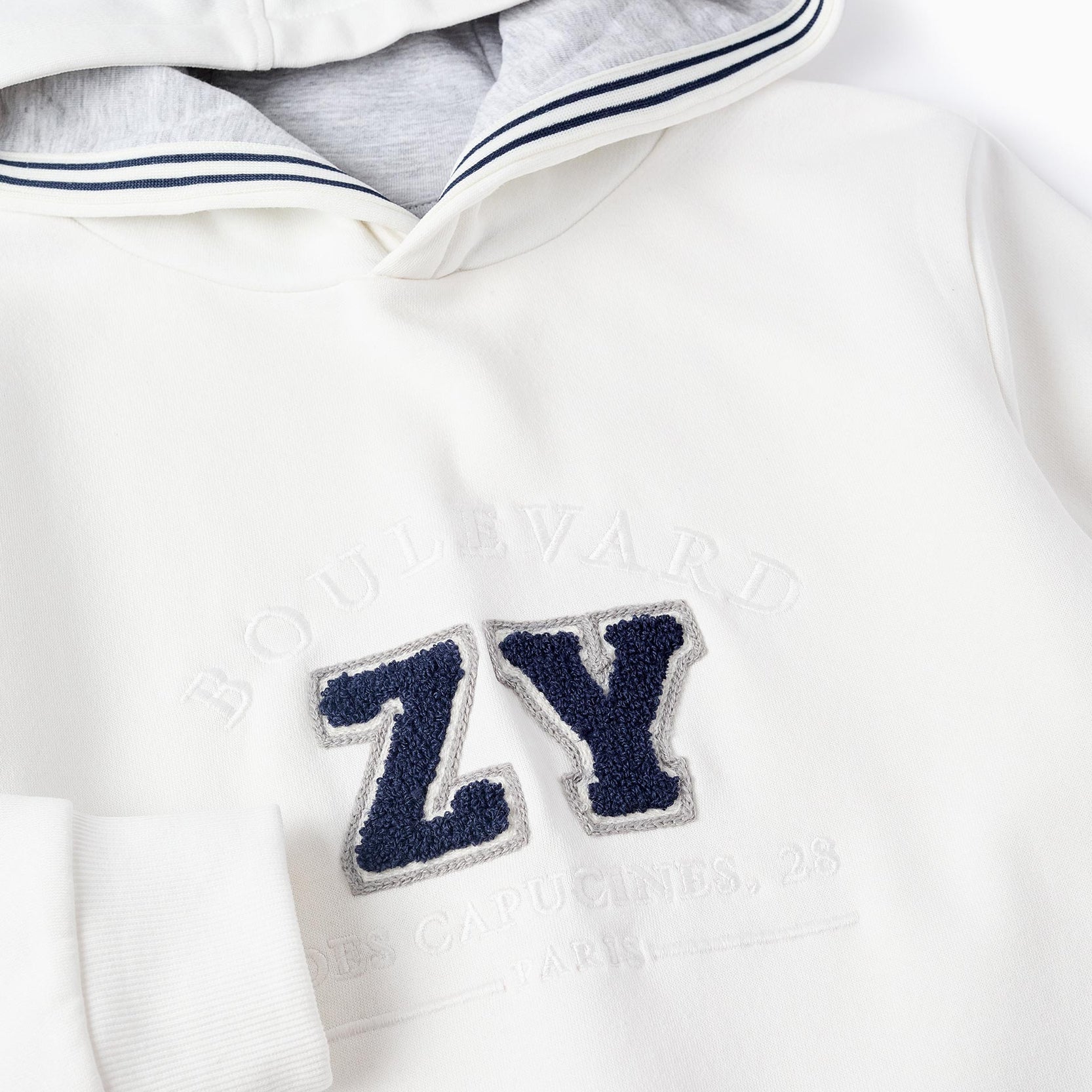 Fleece Hooded Jacket for Boys 'ZY Paris', White