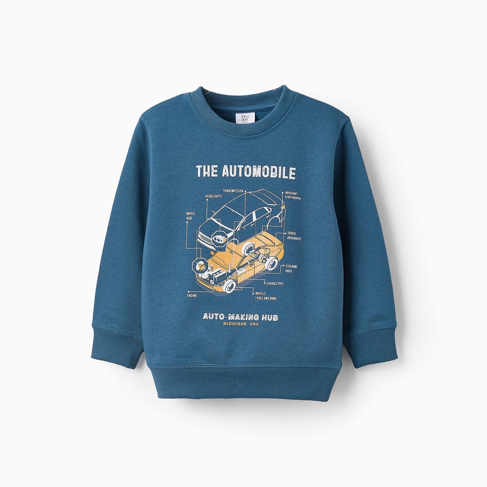 Fleece Sweatshirt for Boys 'Mechanical', Turquoise