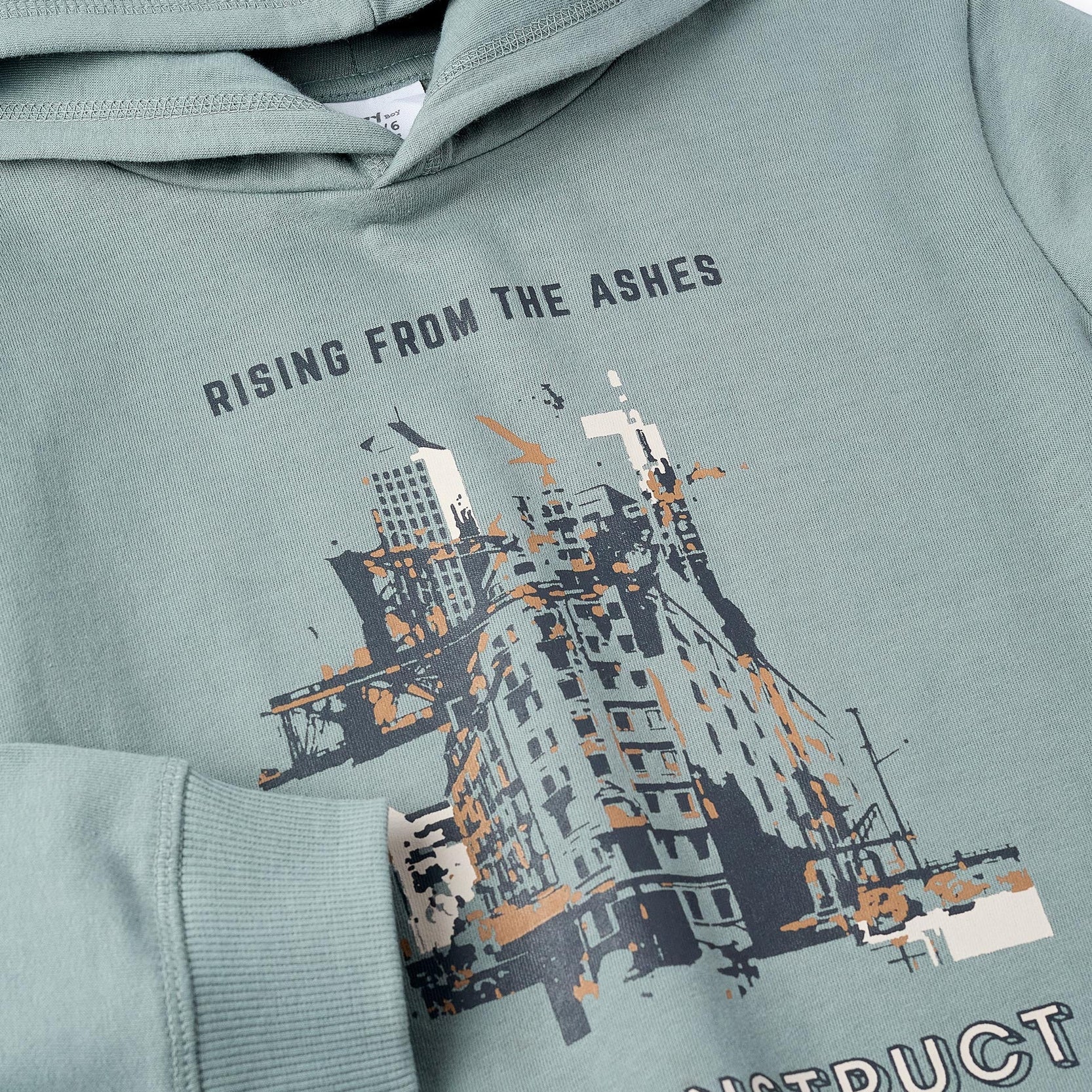 Fleece Sweatshirt + Trousers for Boys 'Chicago', Green/Grey