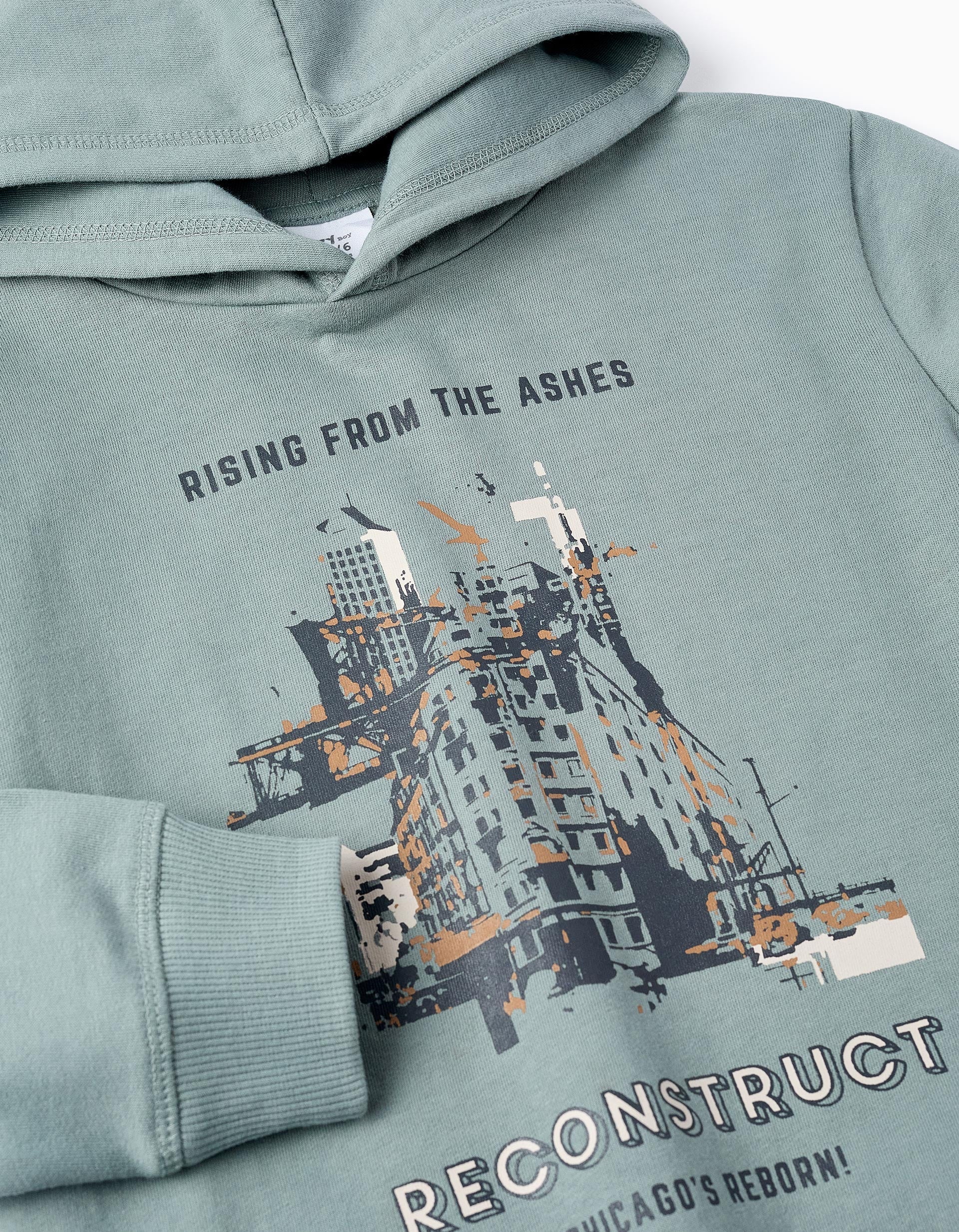 Fleece Sweatshirt + Trousers for Boys 'Chicago', Green/Grey