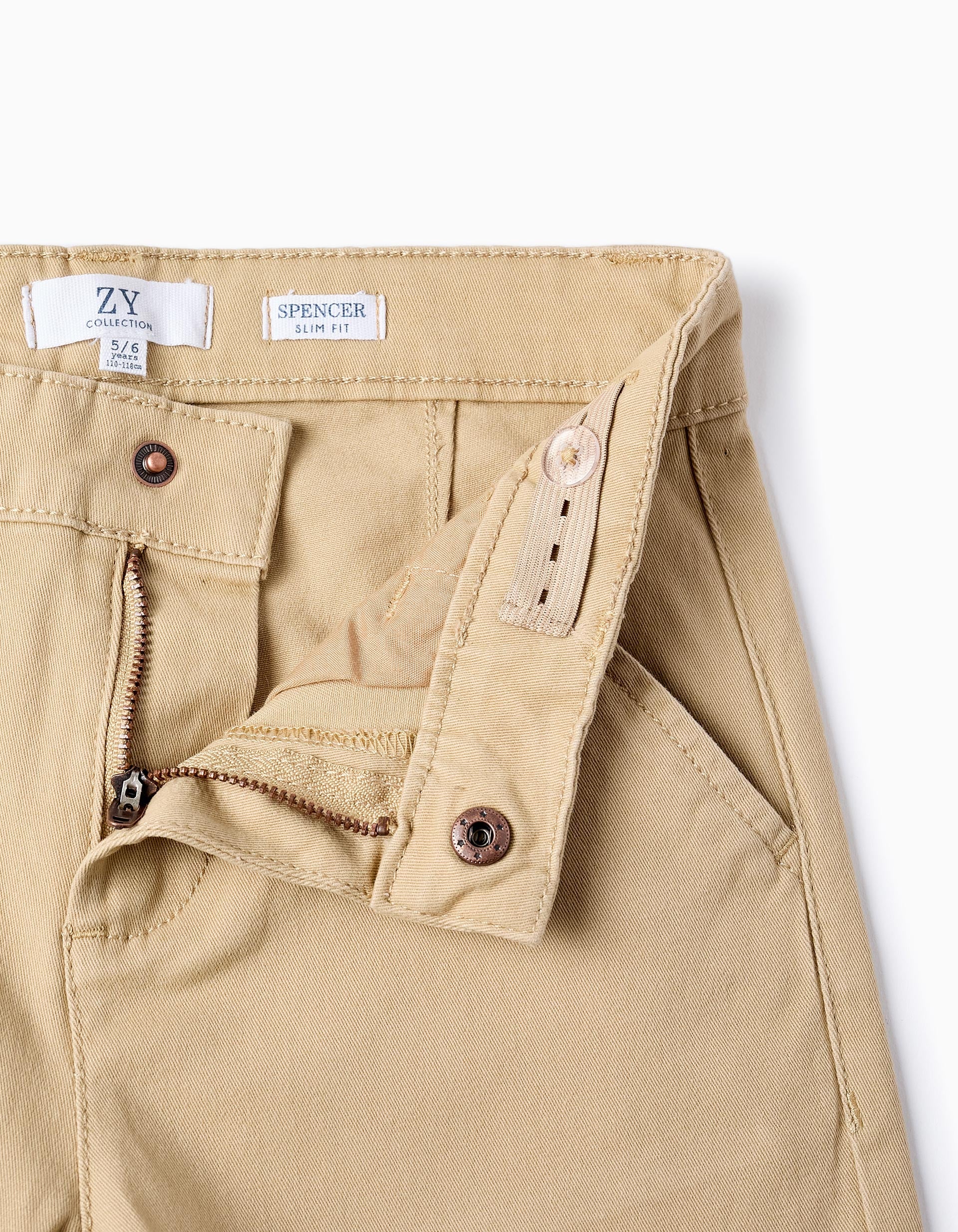 Chino Twill Trousers for Boys 'Slim Fit', Beige