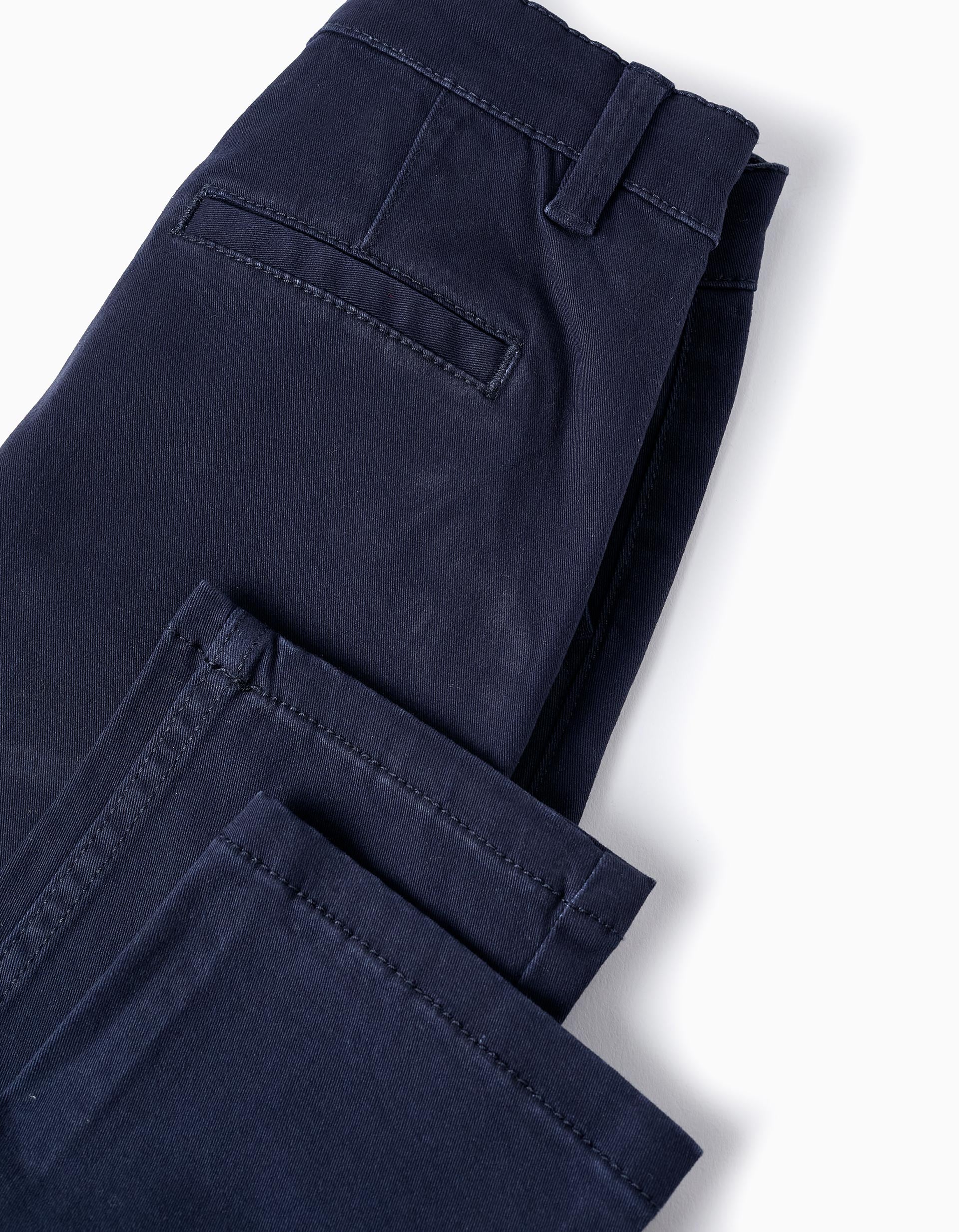 Chino Twill Trousers for Boys 'Slim Fit', Dark Blue