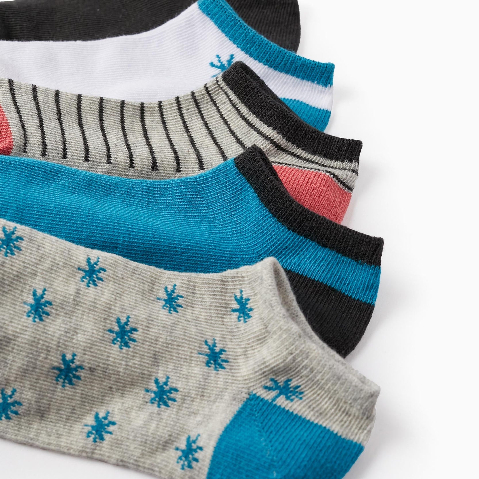 Pack of 5 Pairs of Ankle Socks for Boys 'Stars', Multicolour