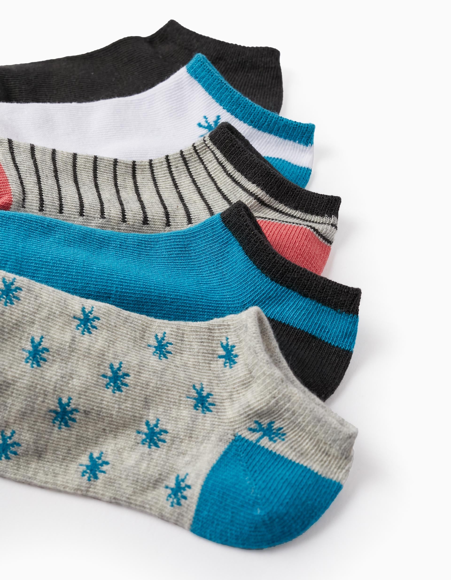 Pack of 5 Pairs of Ankle Socks for Boys 'Stars', Multicolour
